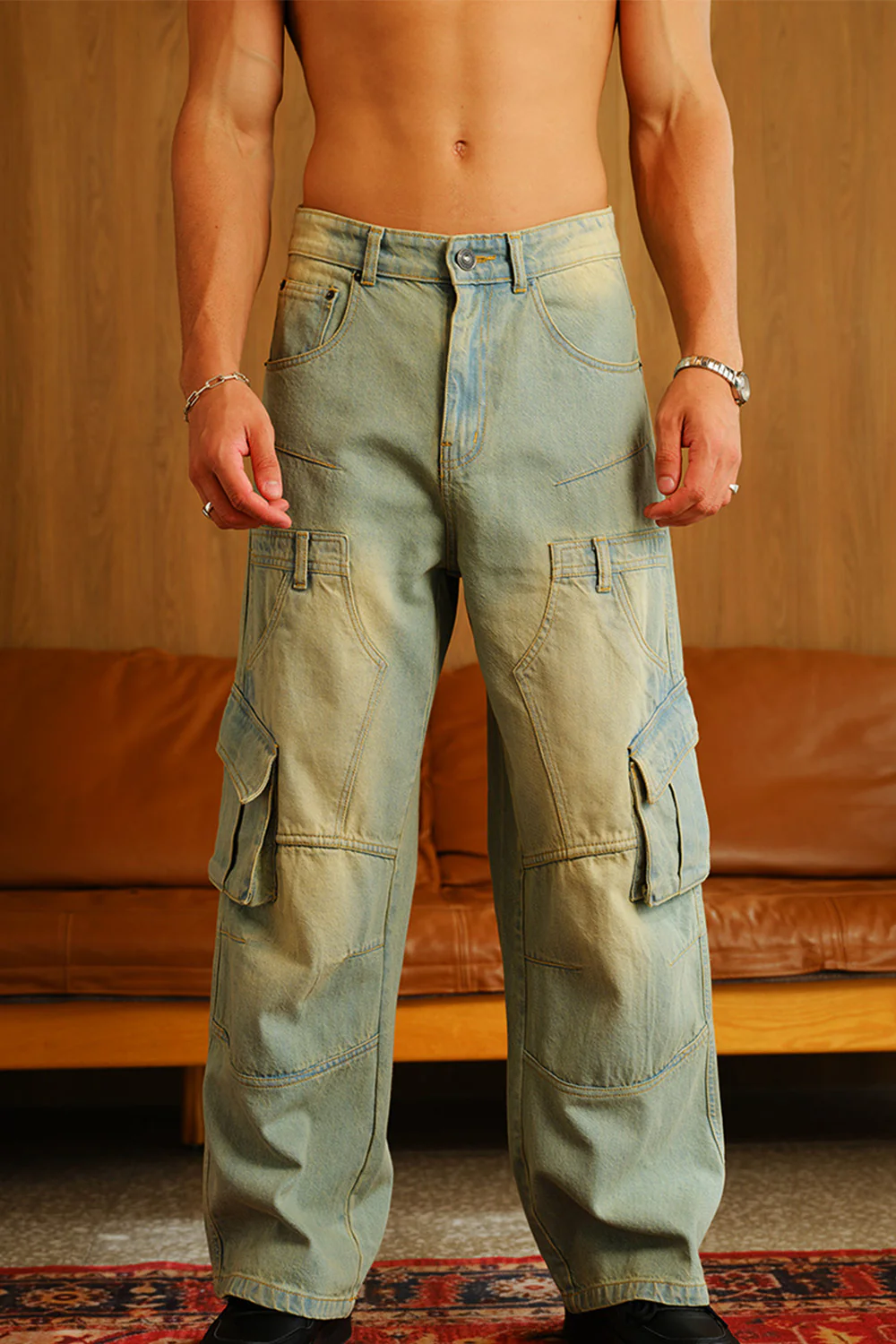 Light Wash Workwear Cargo Jeans - Image 2