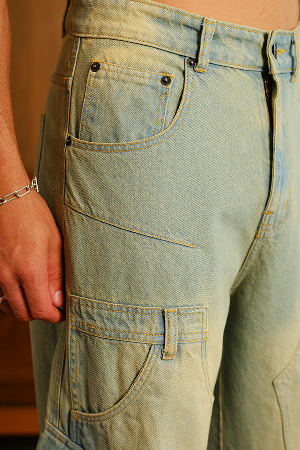 Light Wash Workwear Cargo Jeans - Image 3