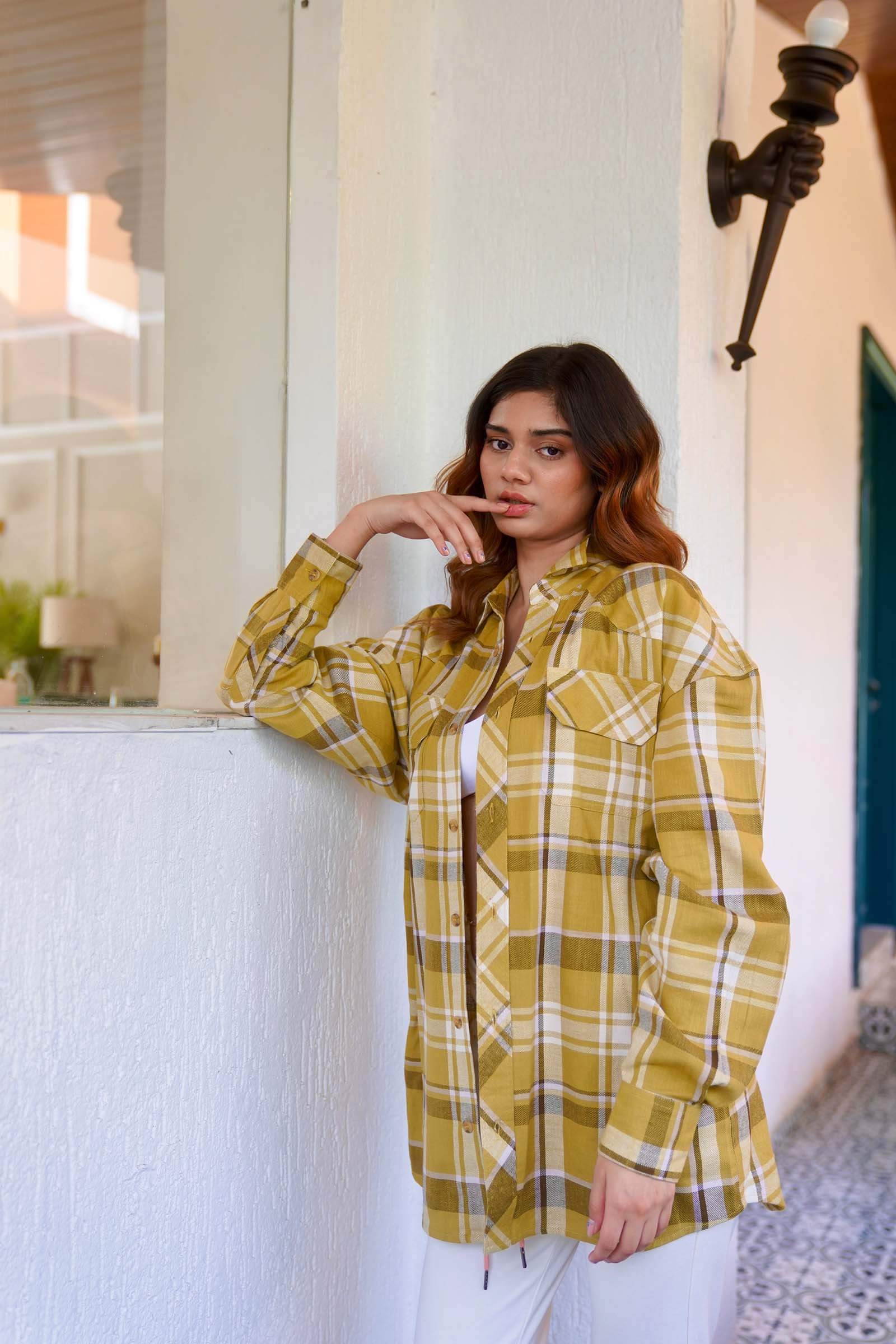 Mustard Plaid Oversized Shirt