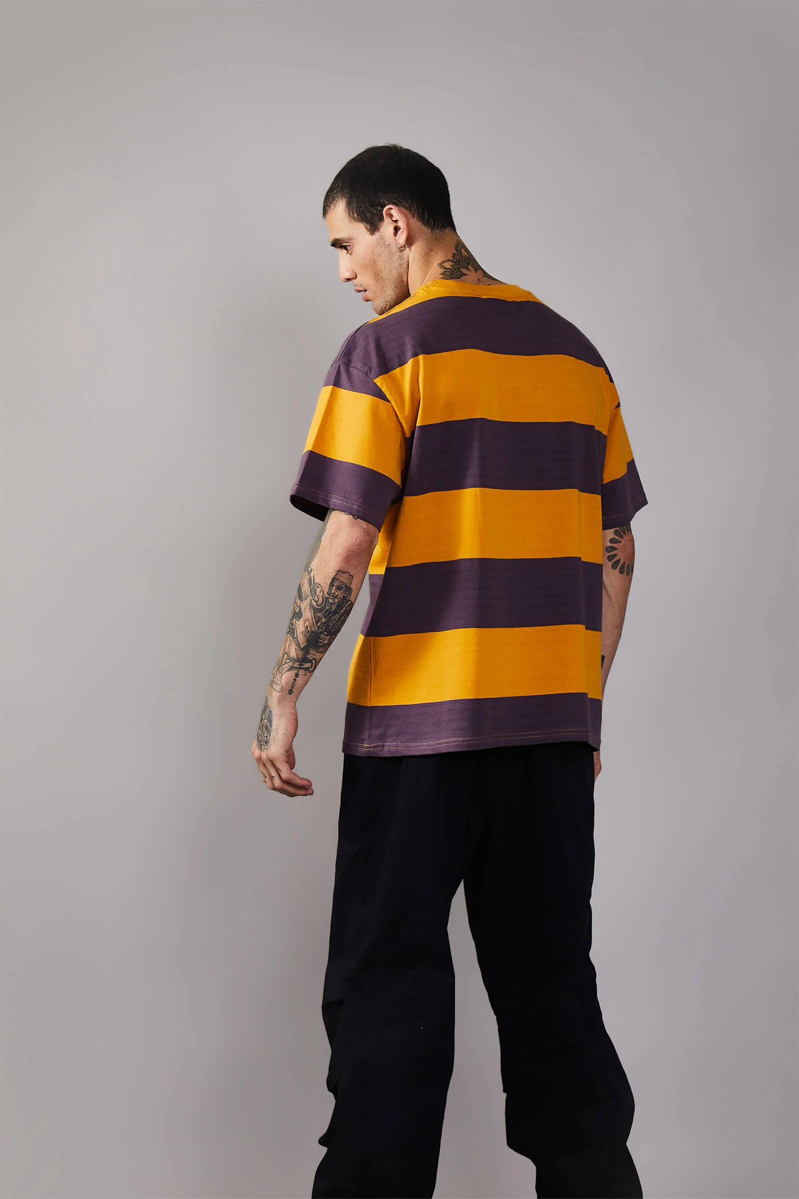Musty Plum Striped Heavyweight Oversized T-Shirt - Image 6