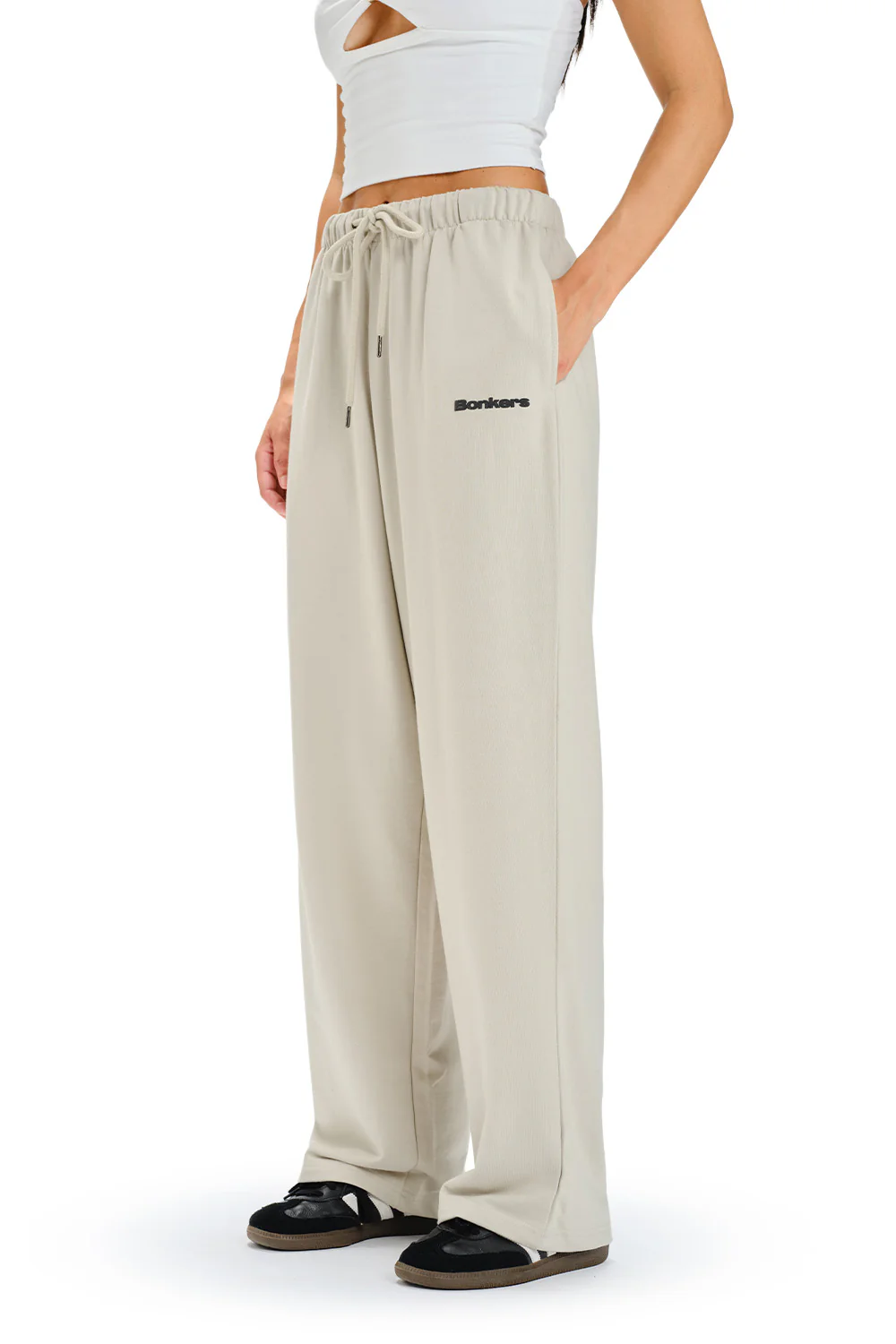 Muted White Loose Fit Joggers - Image 6