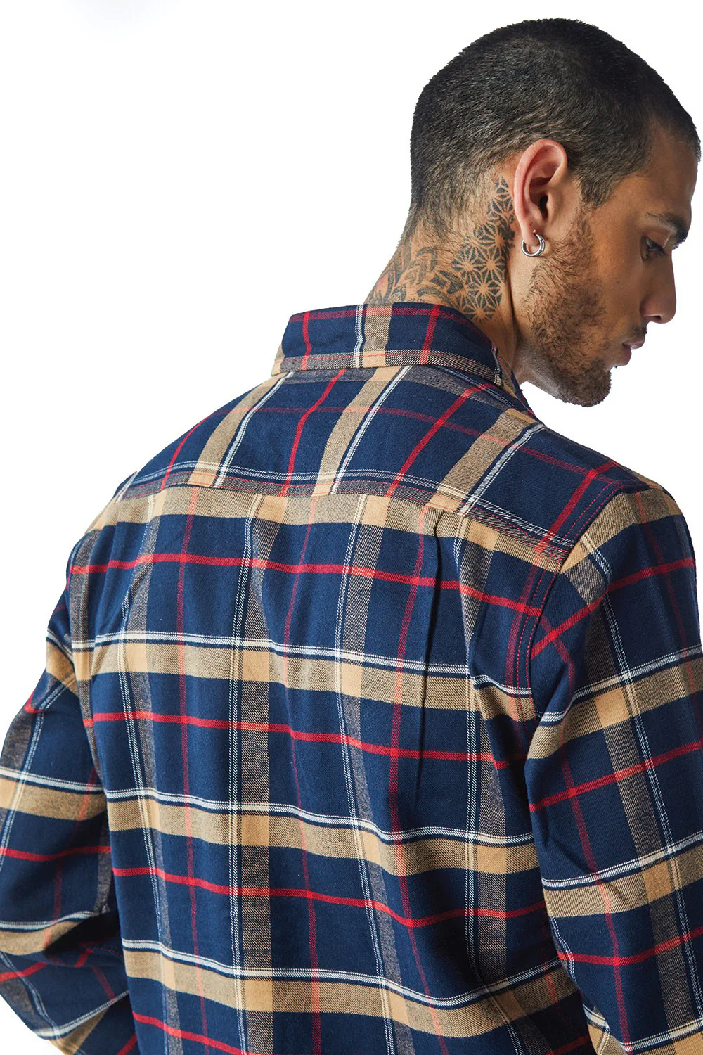 Navy Blue Checkered Regular Fit Shirt - Image 9