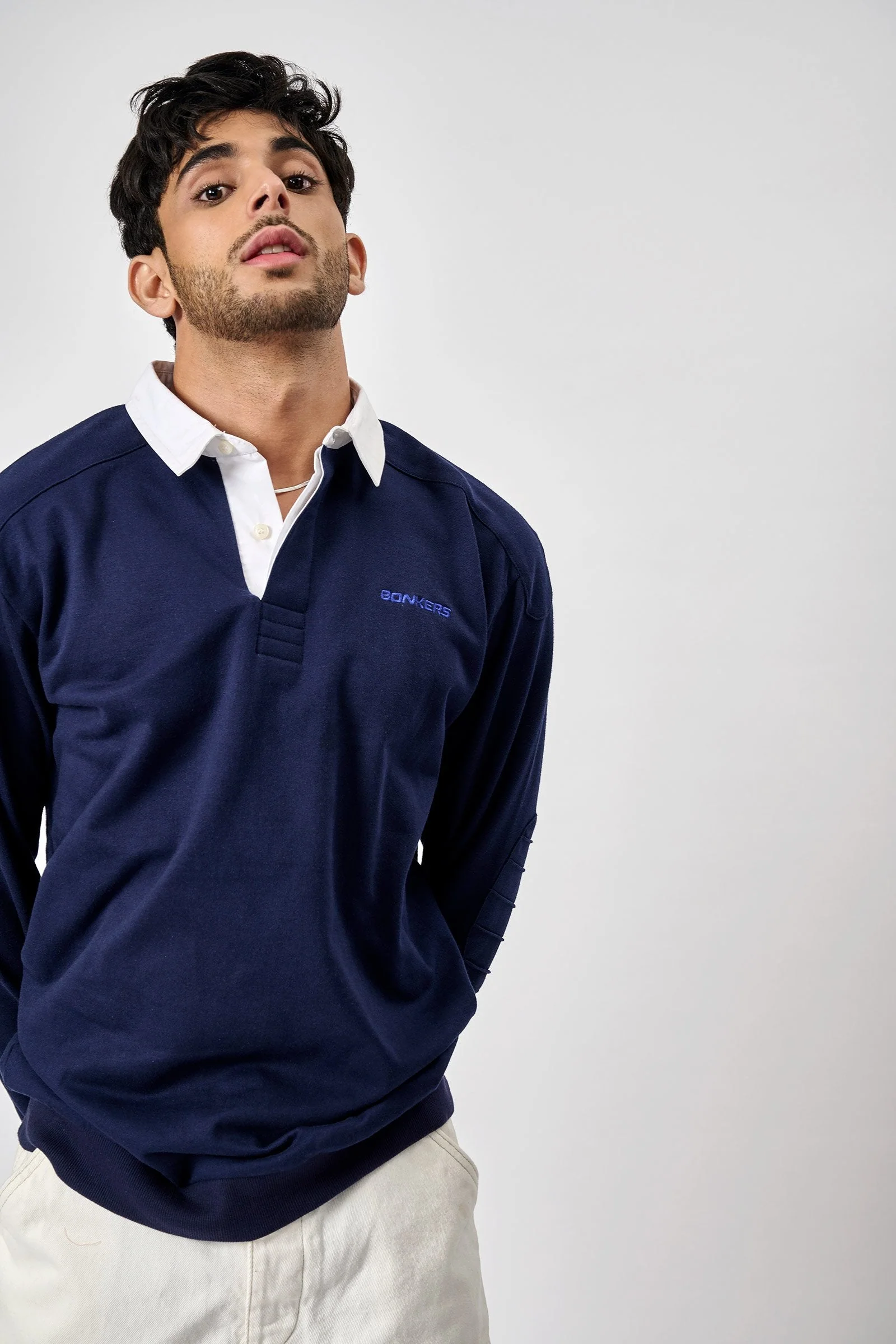 Navy Blue Collared Sweatshirt - Image 3