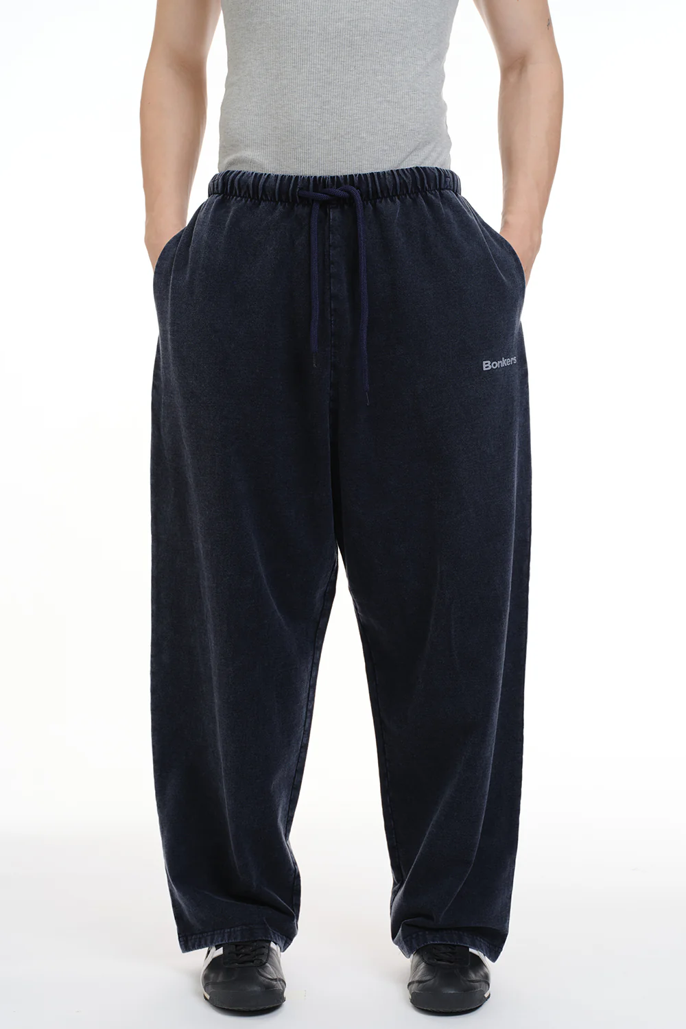 Navy Blue Faded Loose Fit Pants - Image 3