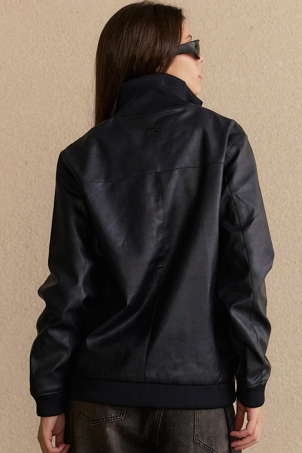 Navy Blue Leather Jacket - Image 3