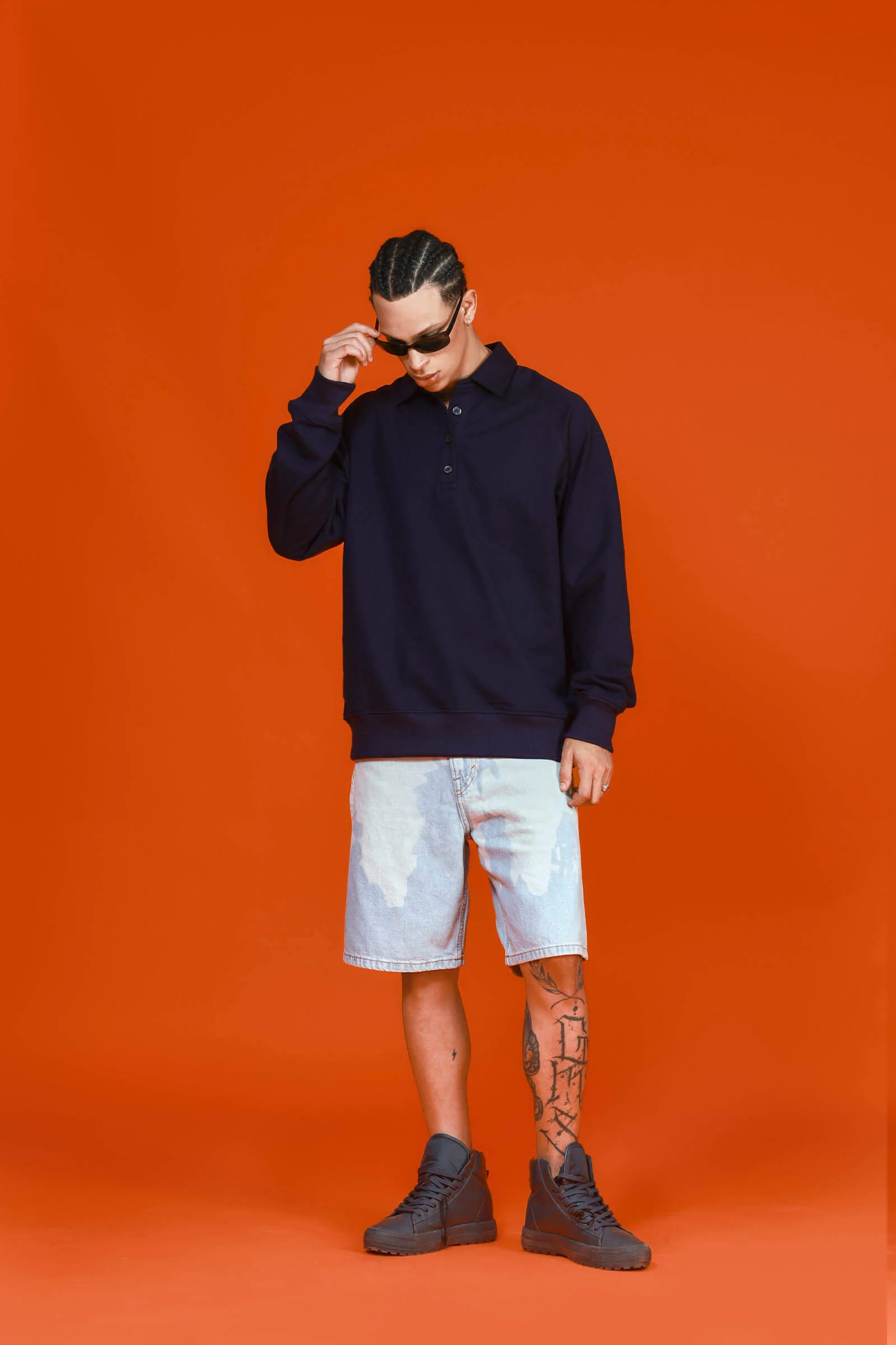 Navy Blue Polo Sweatshirt - Image 4