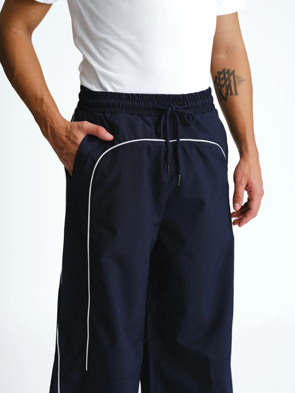 Navy Blue Sporty Deconstructed Loose Pants - Image 2