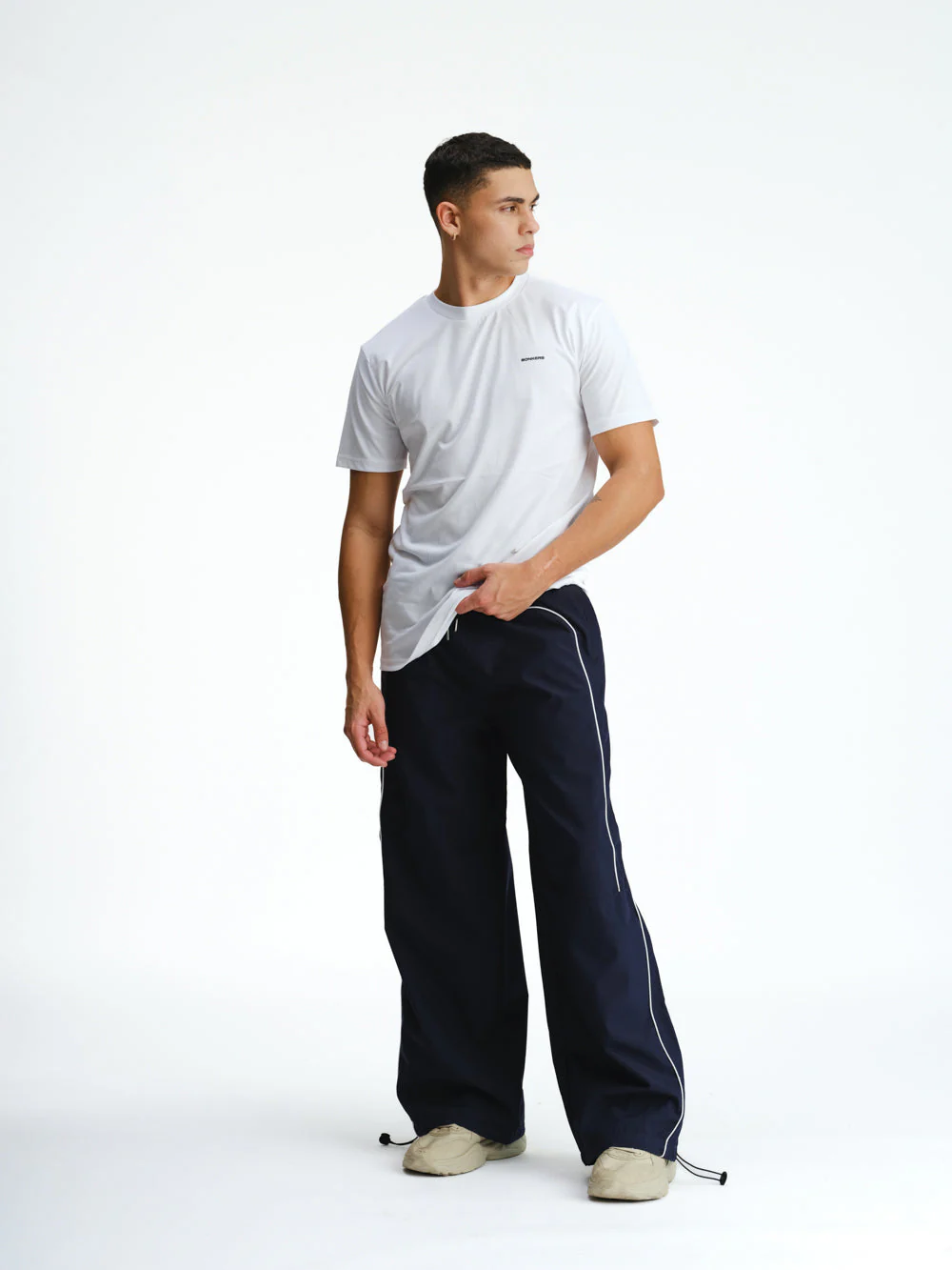 Navy Blue Sporty Deconstructed Loose Pants - Image 7