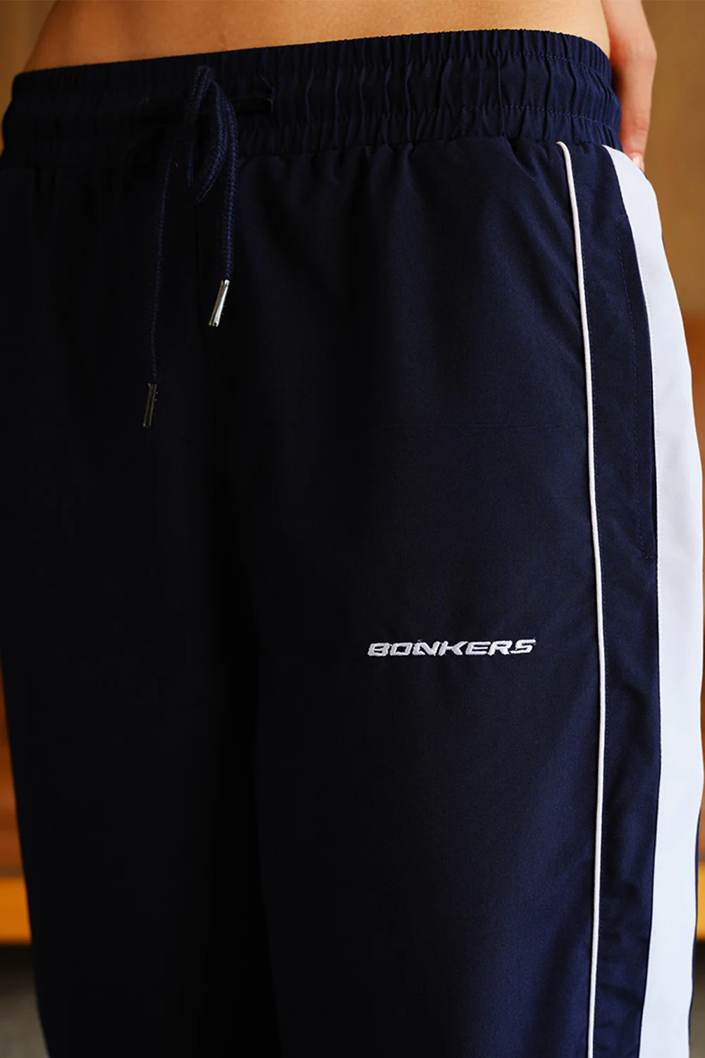 Navy Blue Tape Wide Leg Joggers - Image 4