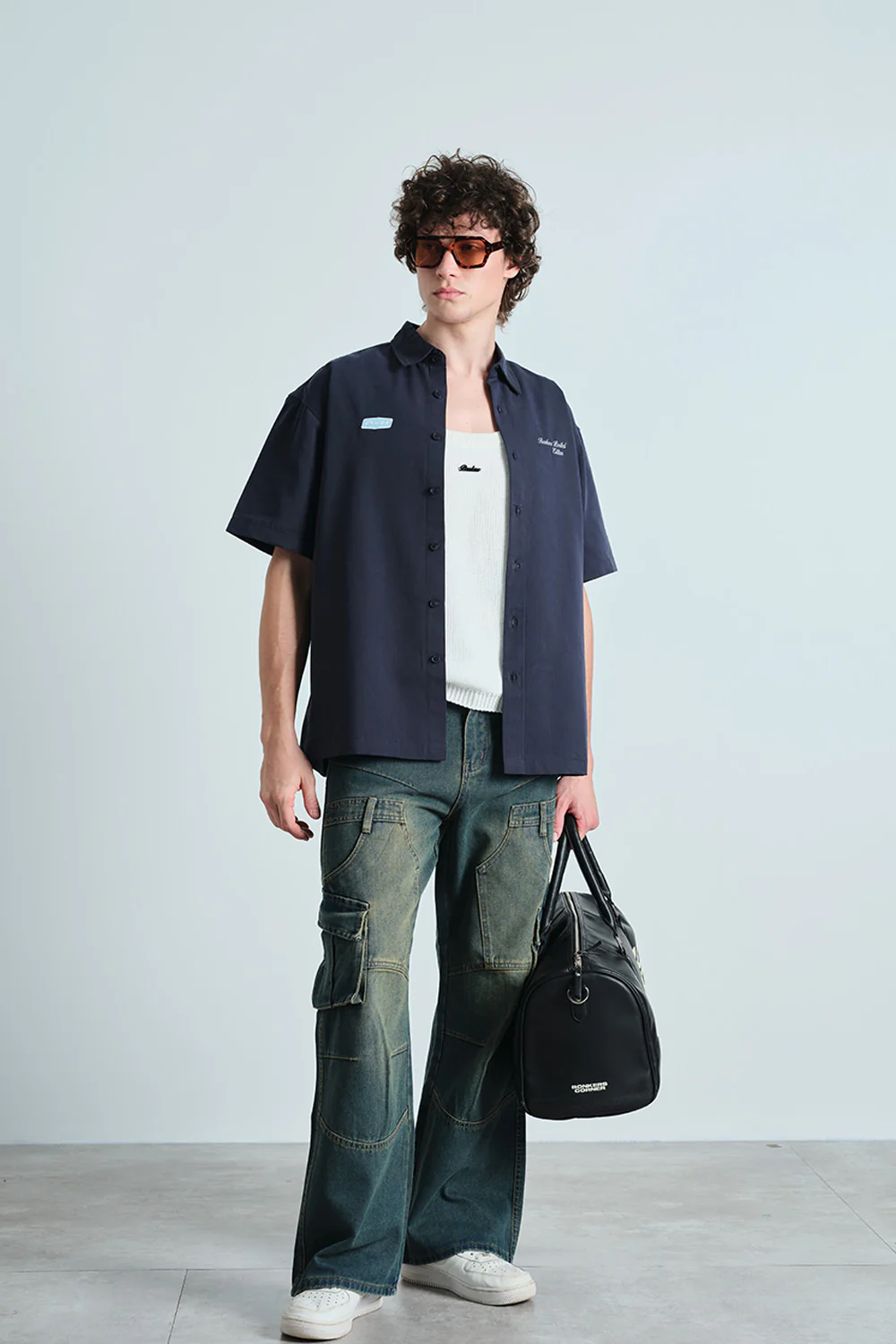 Navy Oversized Utility Shirt - Image 4