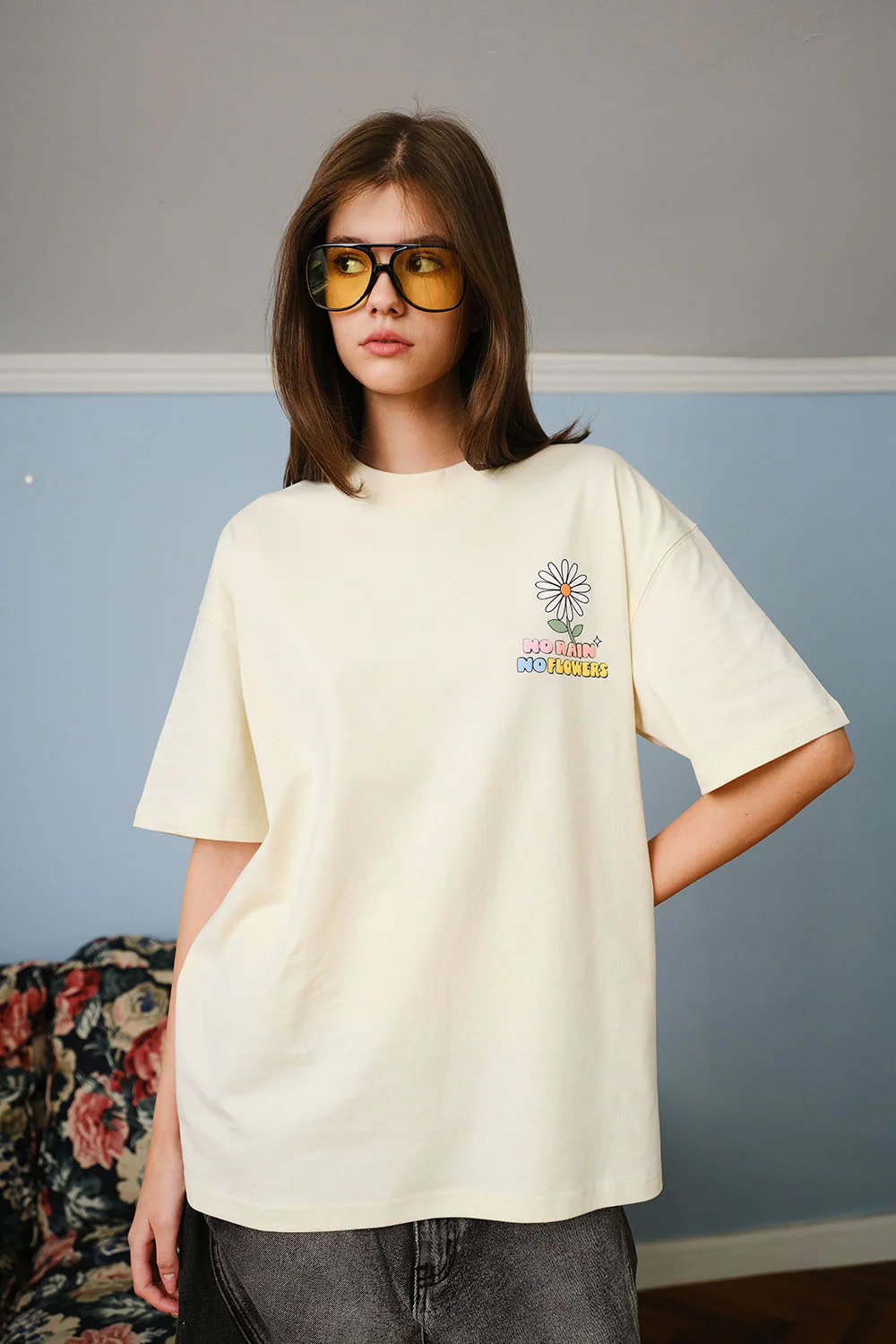No Rain No Flower Oversized T-shirt - Image 3