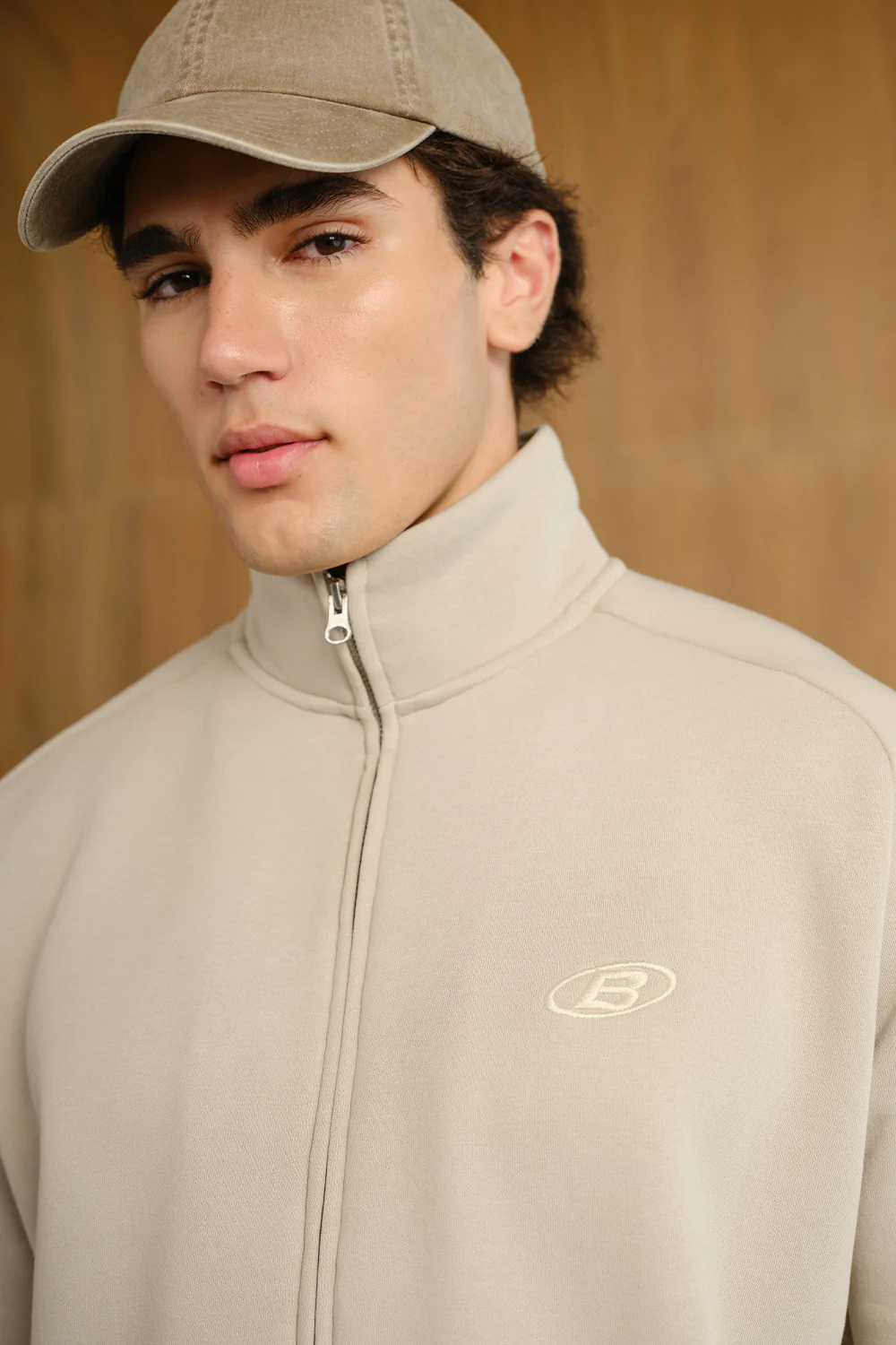Oatmilk High Neck Zipper Jacket - Image 5