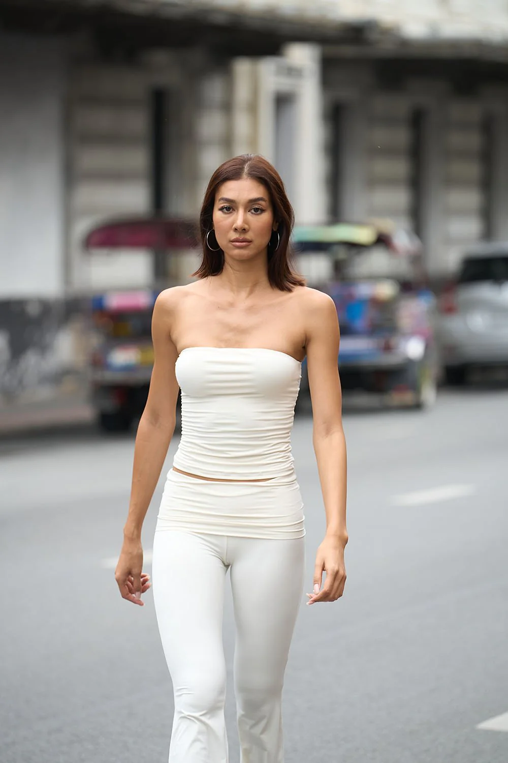 Off White Polyamide Tube Top - Image 6