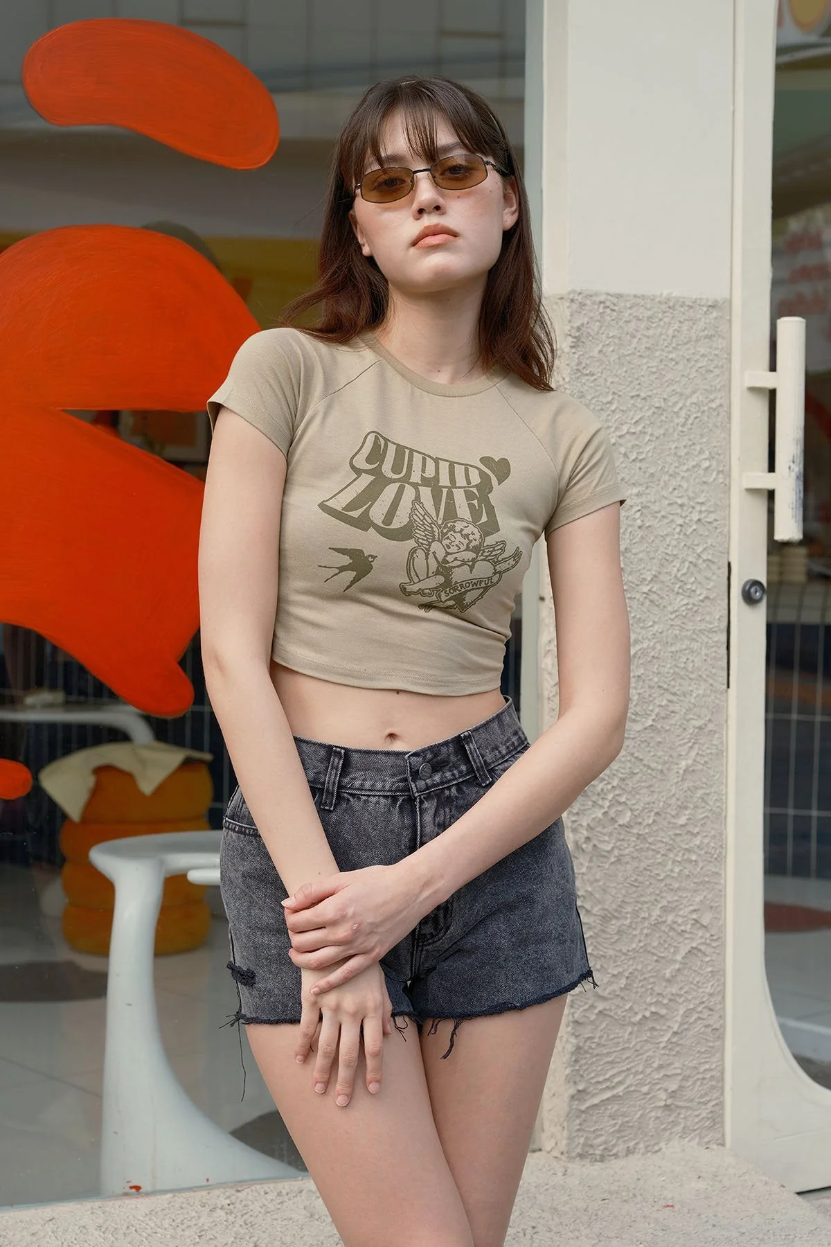 Olive Cupid Love Baby Tee - Image 3