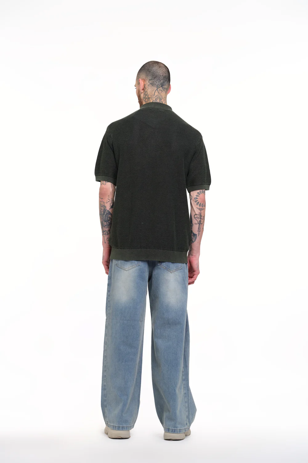 Olive Green Faded Knit Premium Polo - Image 10