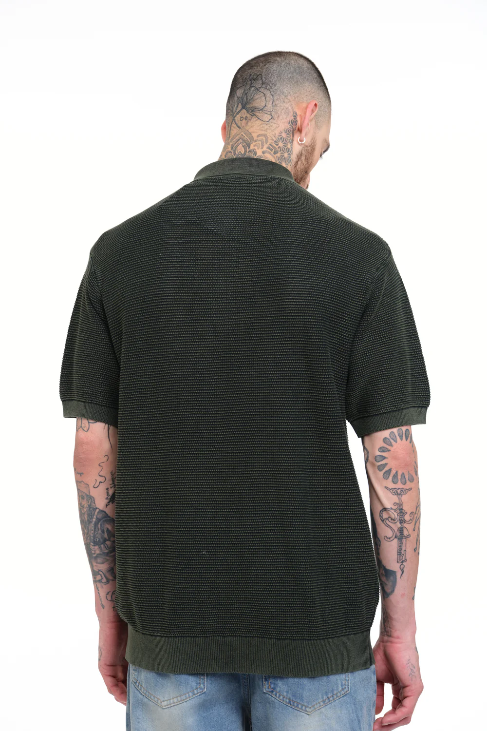 Olive Green Faded Knit Premium Polo - Image 11