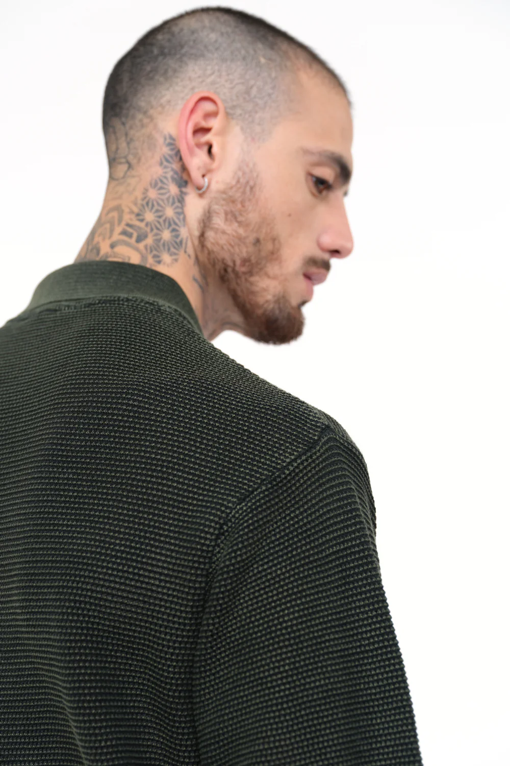 Olive Green Faded Knit Premium Polo - Image 6