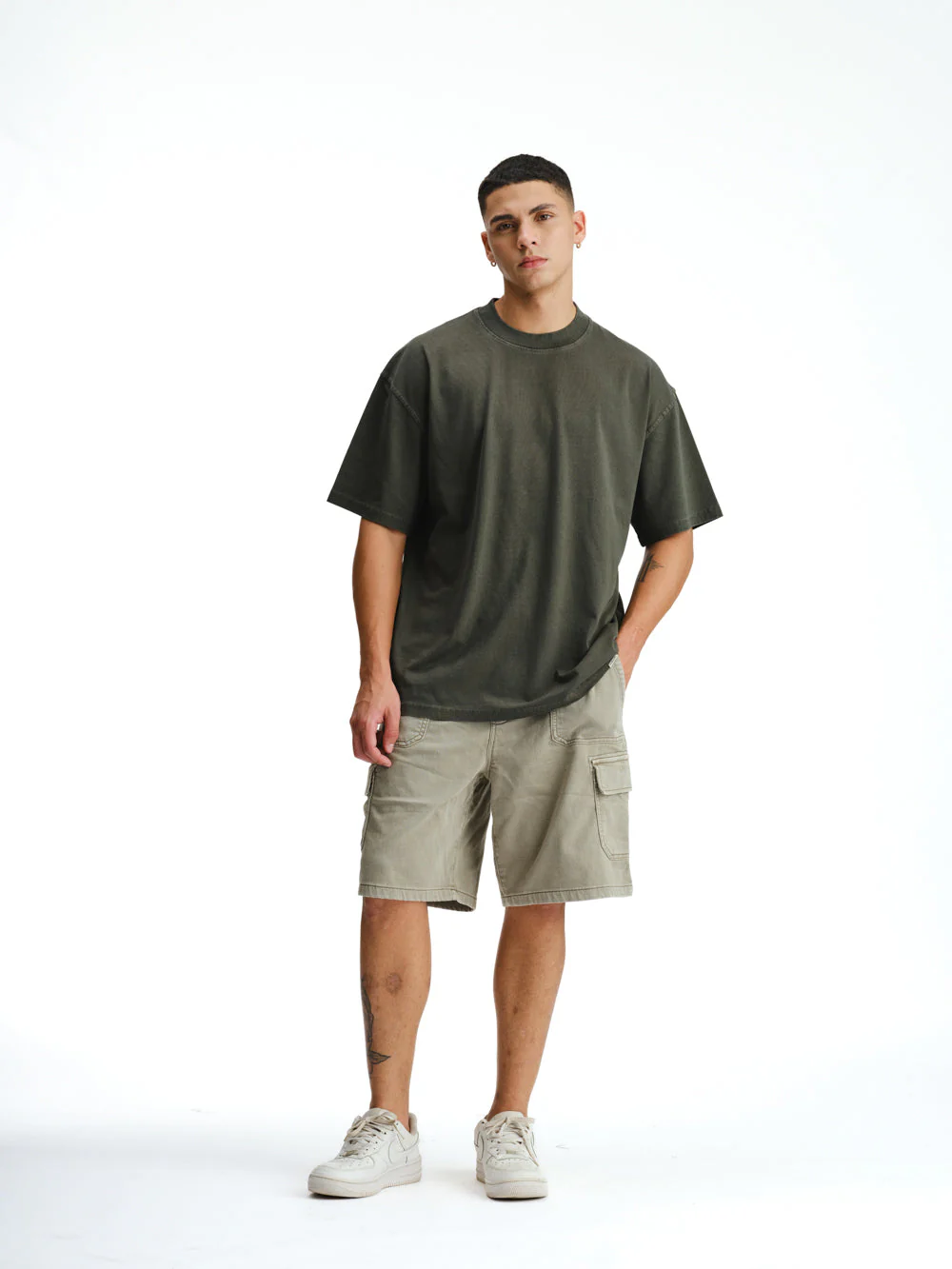 Olive Heavyweight Faded T-shirt - Image 4