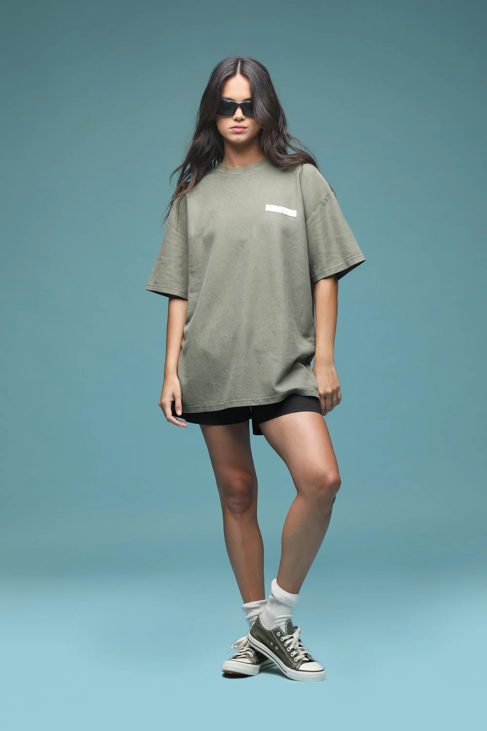 Olive Heavyweight Pique Oversized T-shirt - Image 2