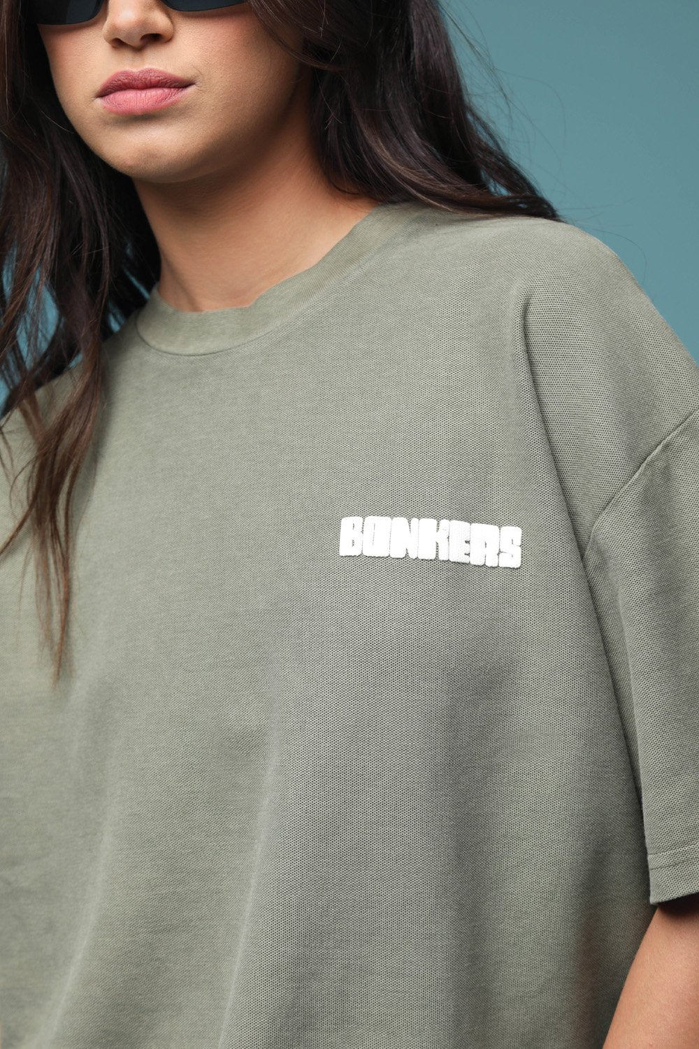 Olive Heavyweight Pique Oversized T-shirt - Image 3