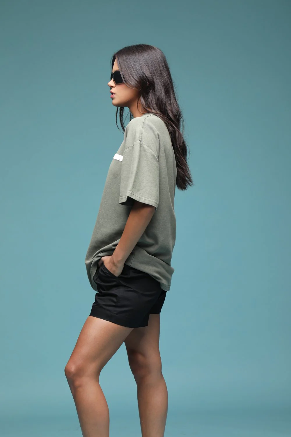 Olive Heavyweight Pique Oversized T-shirt - Image 4