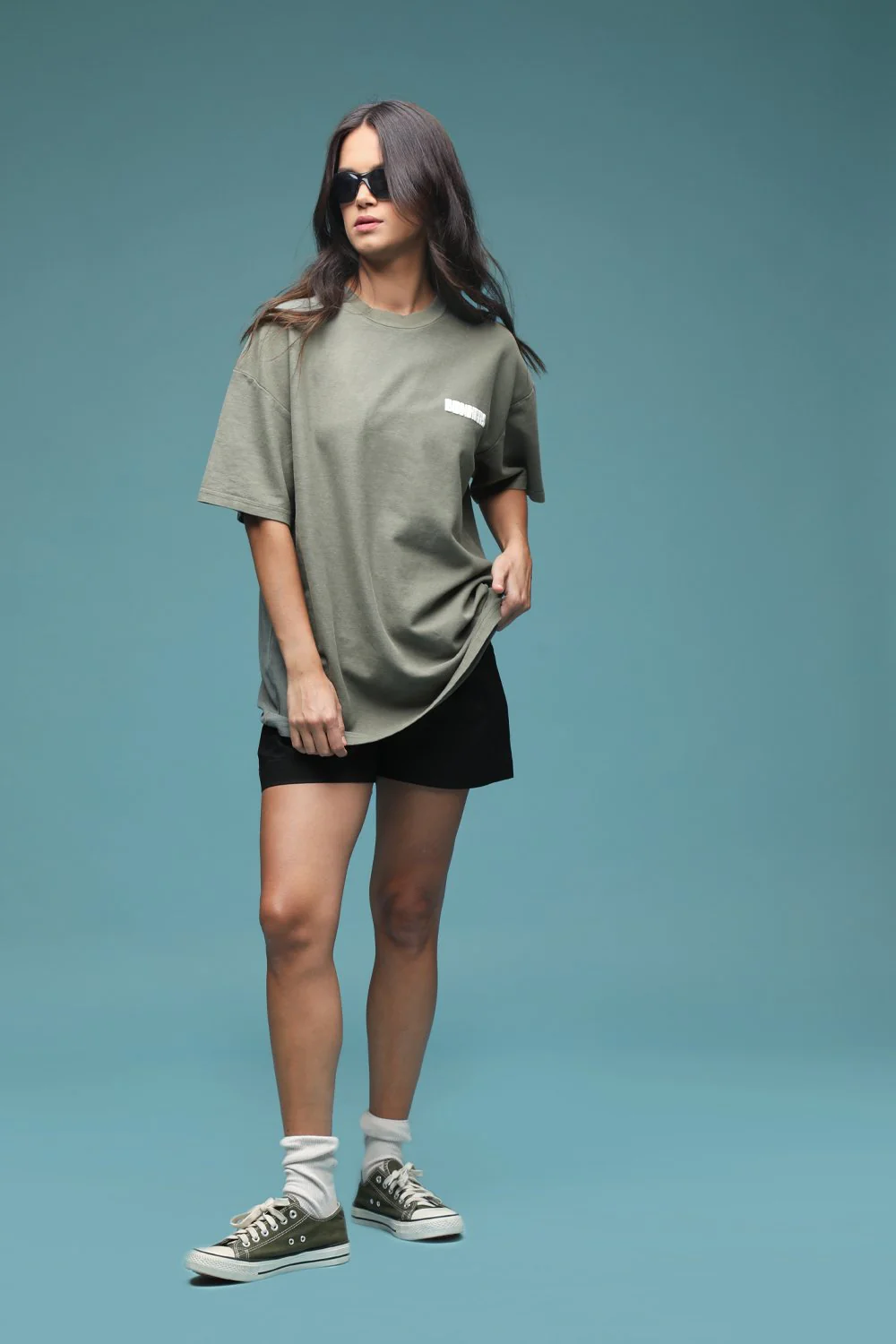 Olive Heavyweight Pique Oversized T-shirt - Image 5