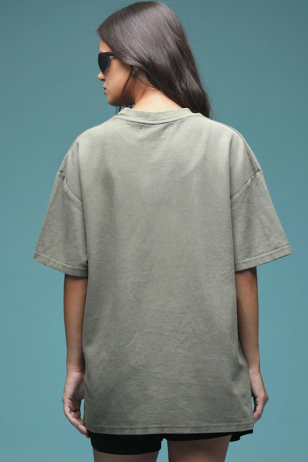 Olive Heavyweight Pique Oversized T-shirt - Image 7