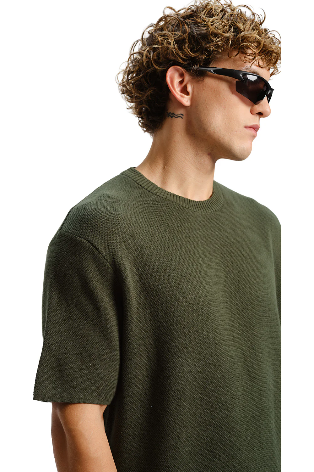 Olive Relaxed Fit Knit T-shirt - Image 5