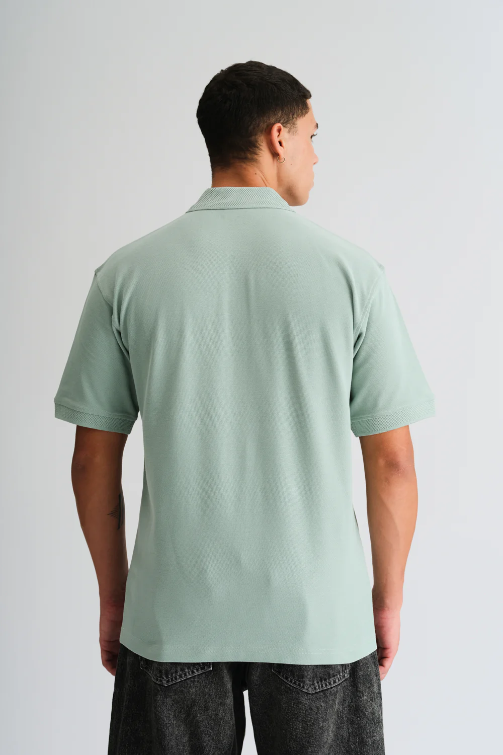 Pastel Green Signature Jacquard Collar Premium Polo - Image 11