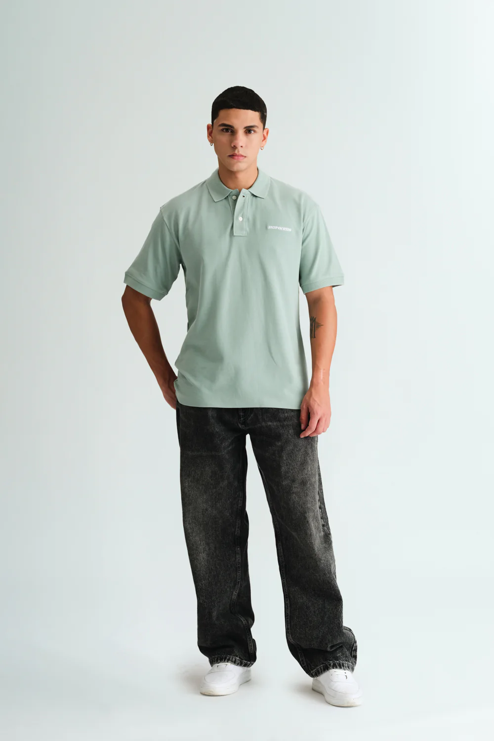Pastel Green Signature Jacquard Collar Premium Polo - Image 4