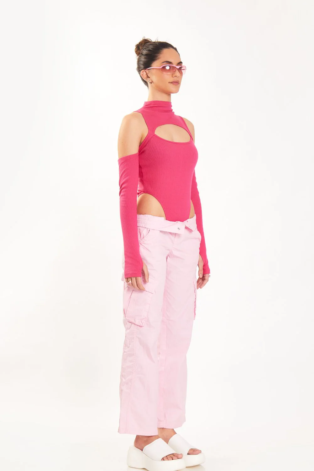 Pink Ribbed Two Way Bodysuit - Image 8