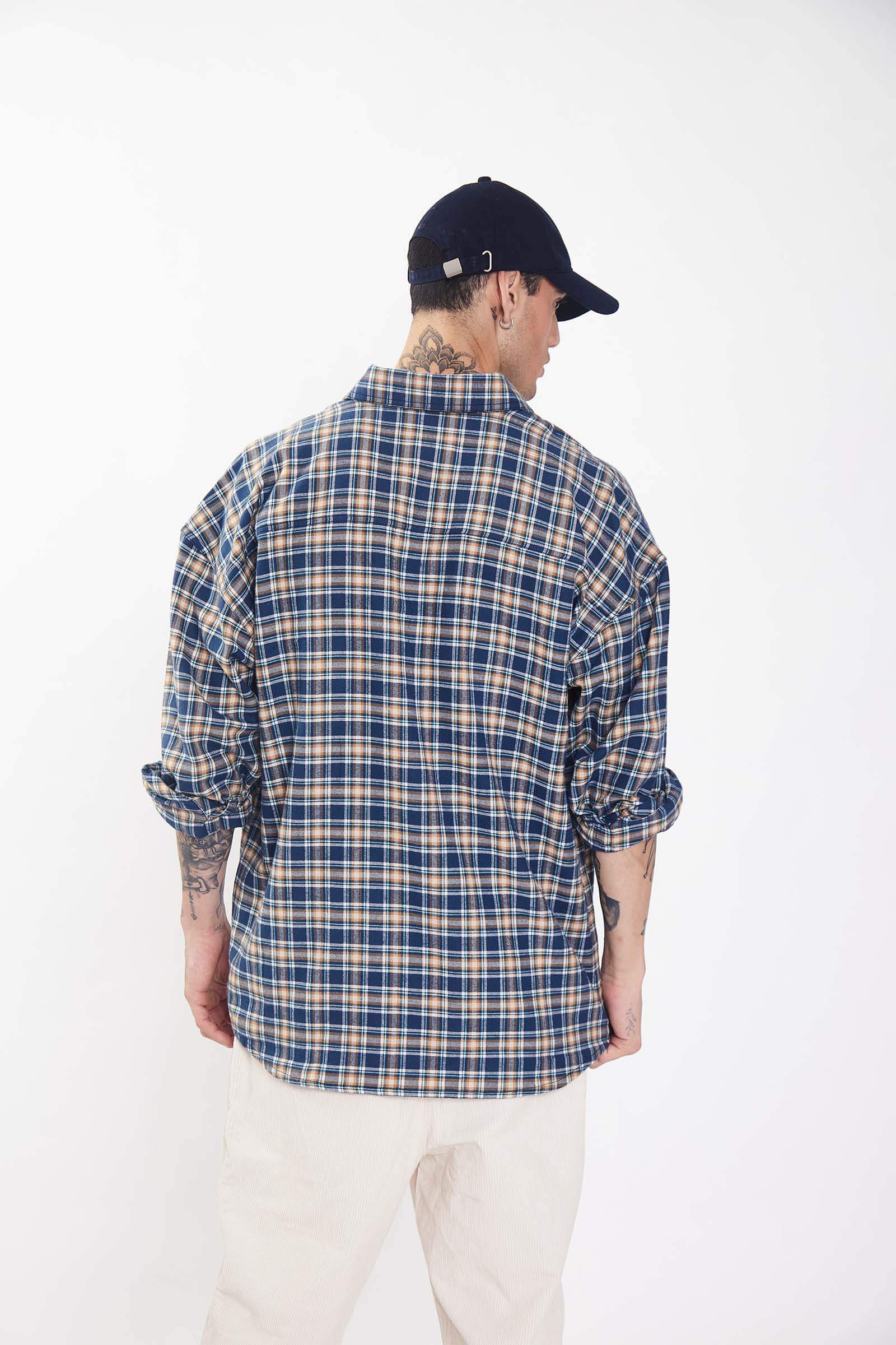 Prussian Mustard Checkered Plaid Oversized Shirt - Image 6