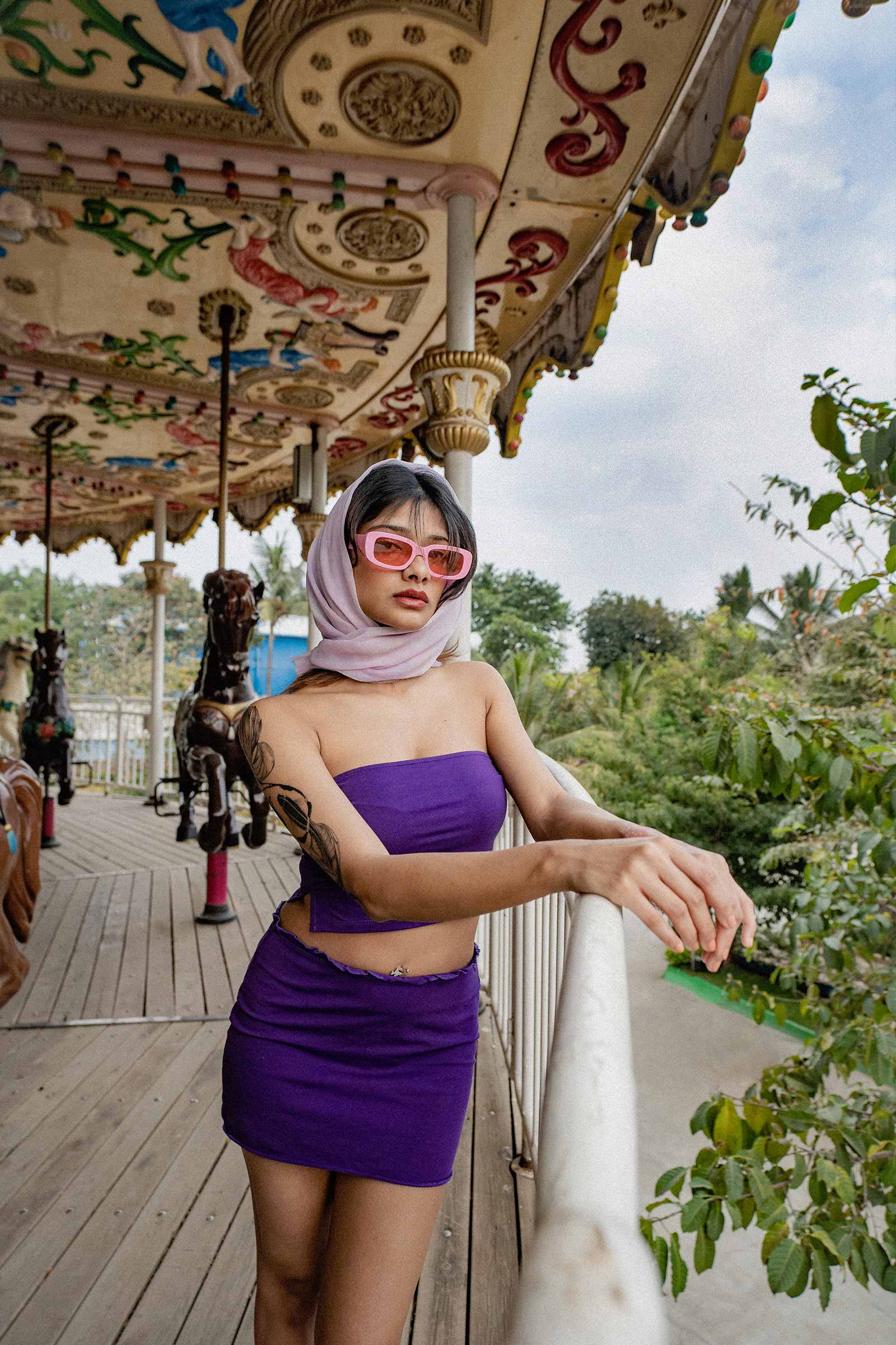 Purple Strapless Co-ord Set - Image 6