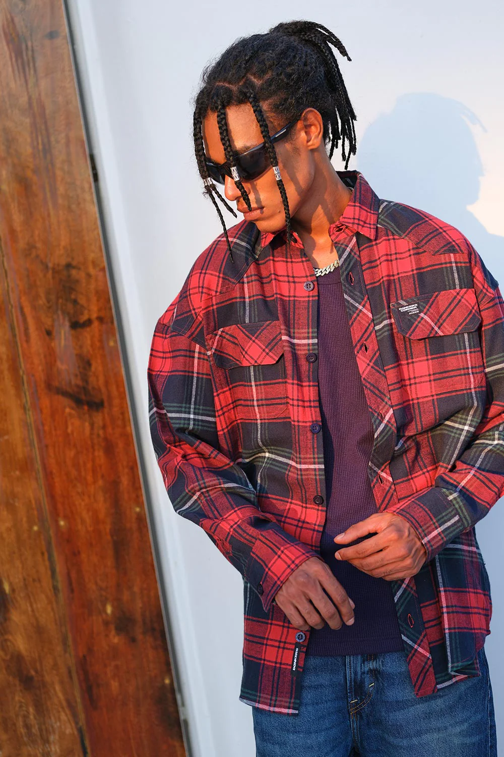 Red-Blue Checkered Oversized Shirt - Image 8