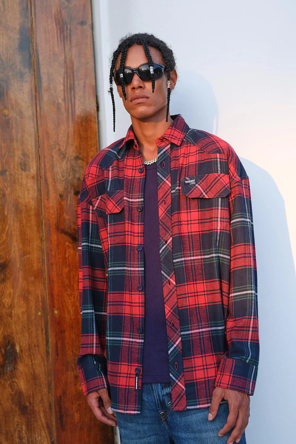 Red-Blue Checkered Oversized Shirt - Image 2