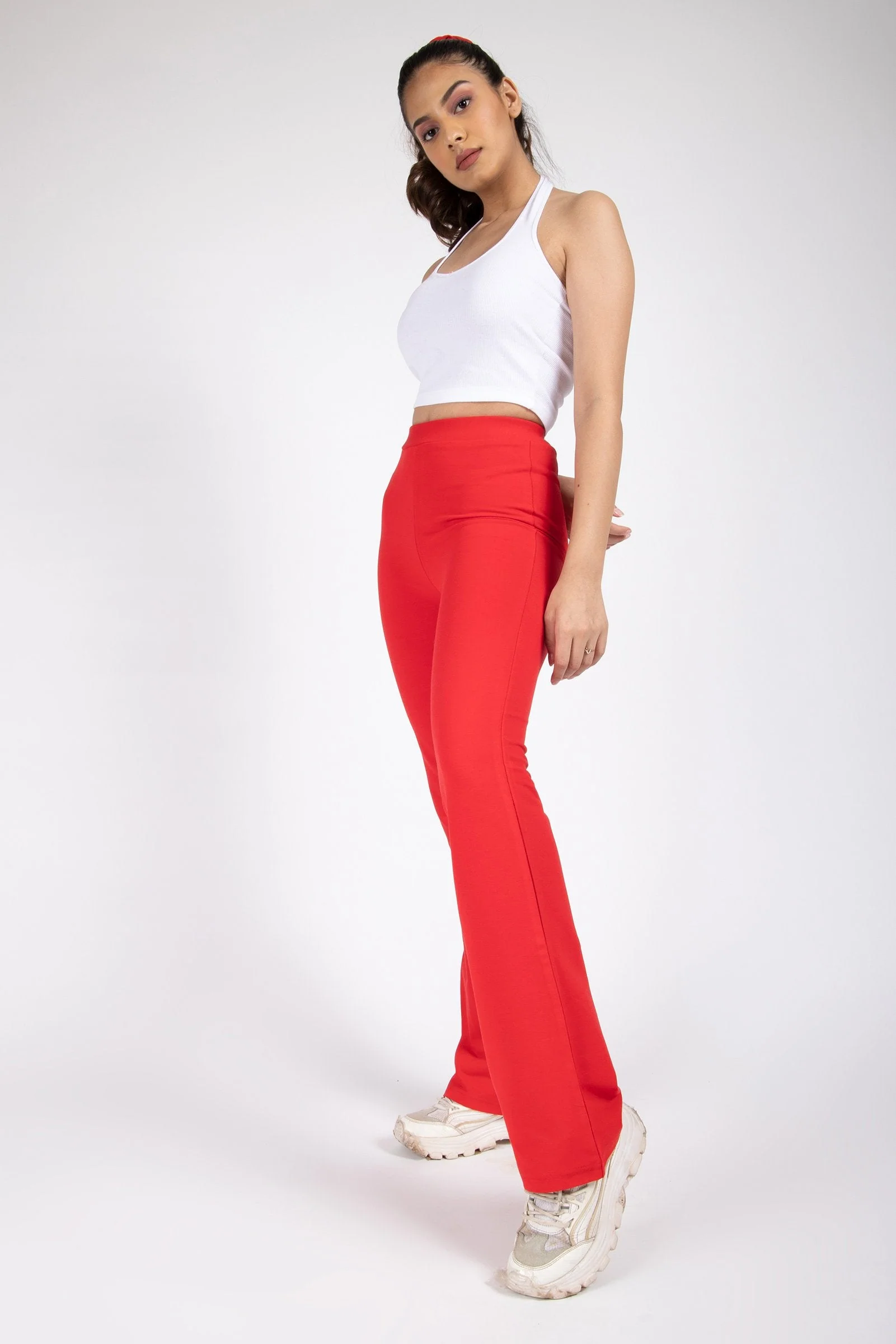 Red Flared Up Pants - Image 2