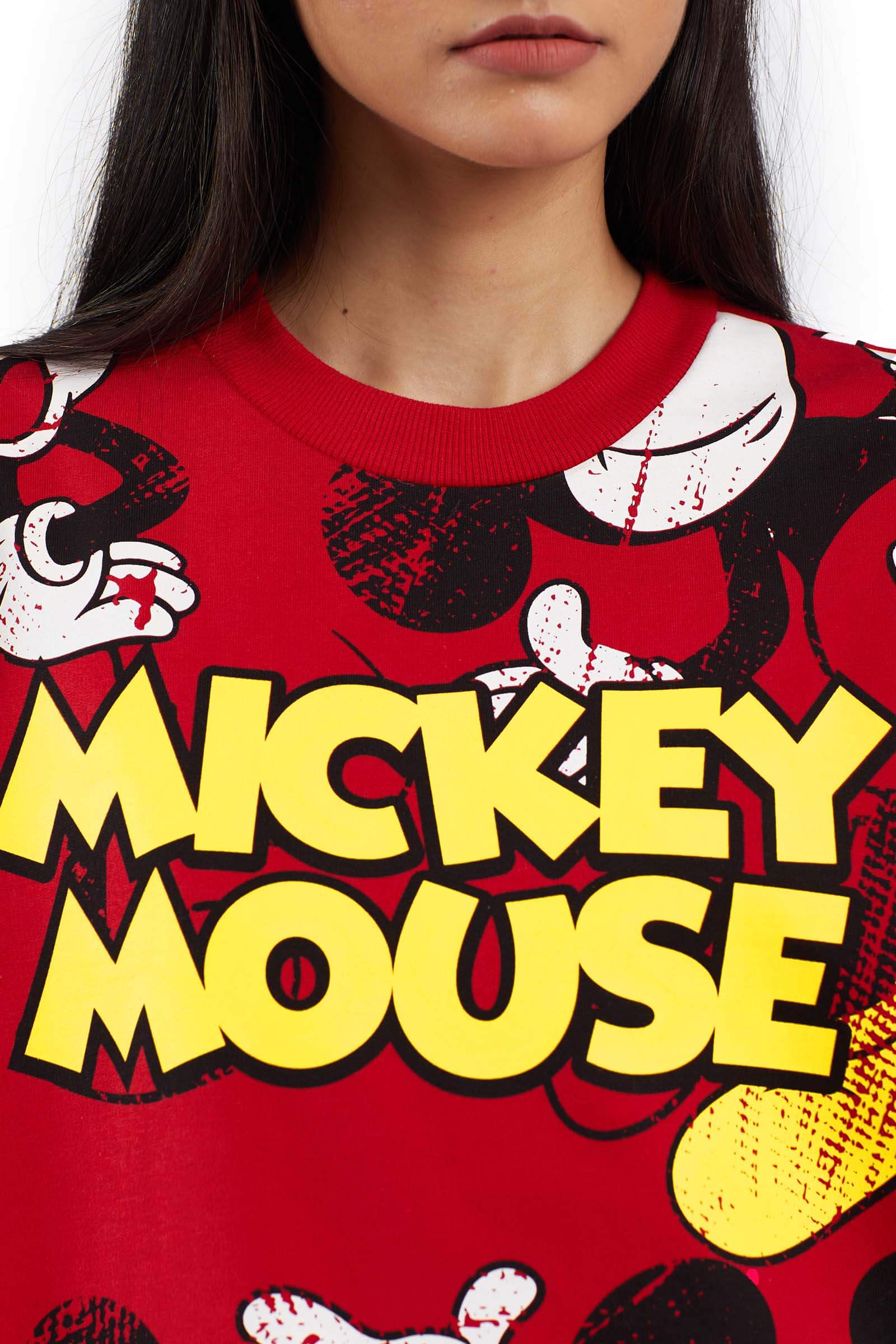 Red Mickey Mouse Oversized Sweatshirt - Image 3
