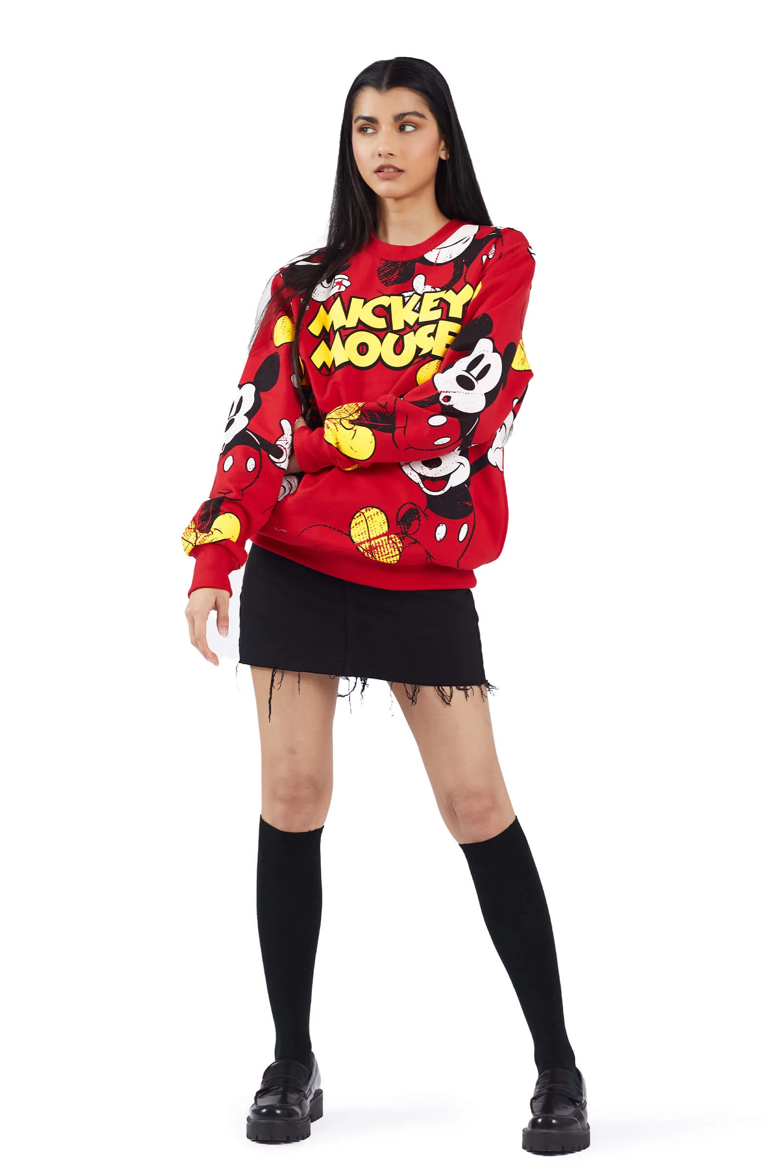 Red Mickey Mouse Oversized Sweatshirt - Image 4
