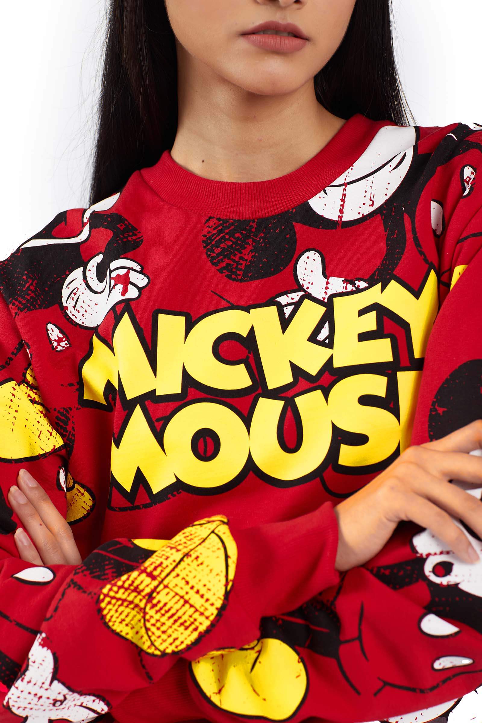 Red Mickey Mouse Oversized Sweatshirt - Image 5