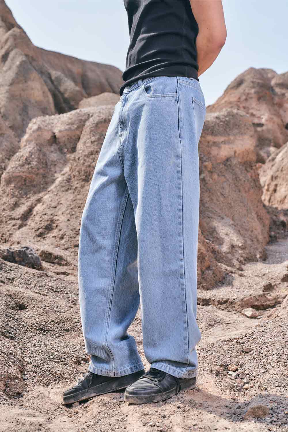 Regular Blue Wide Leg Straight Jeans - Image 7