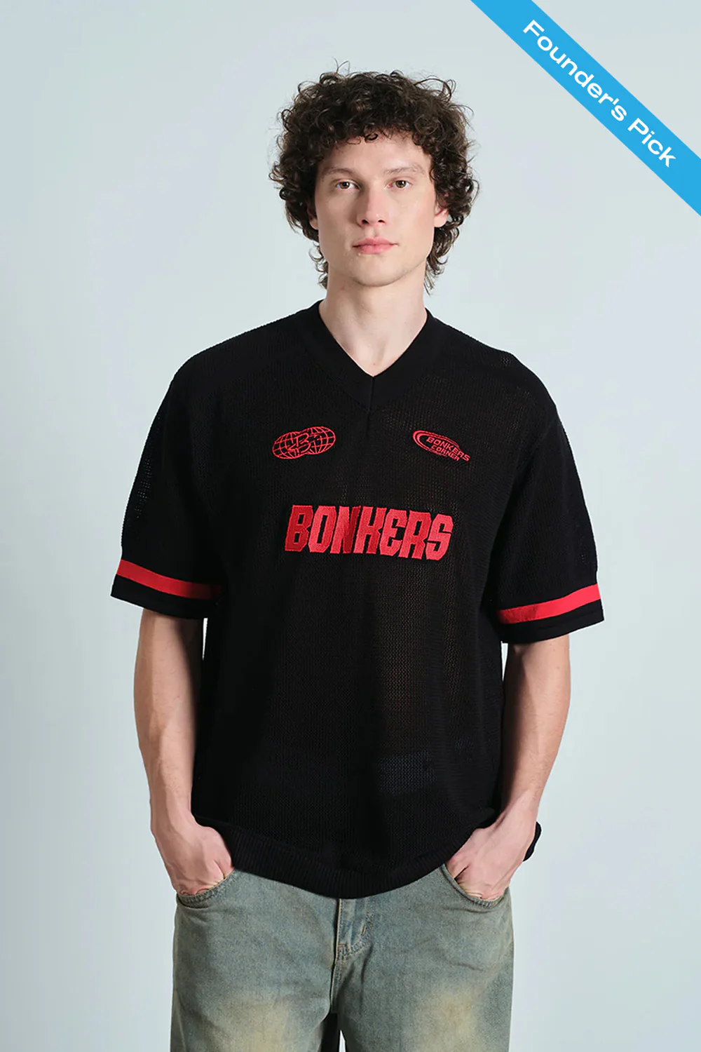 Retro Soccer Black Knit Jersey