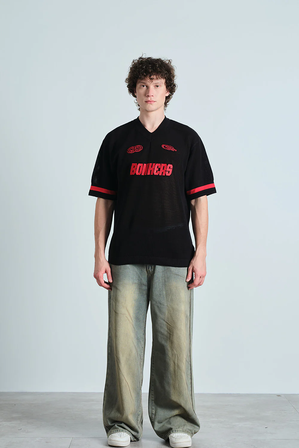 Retro Soccer Black Knit Jersey - Image 2