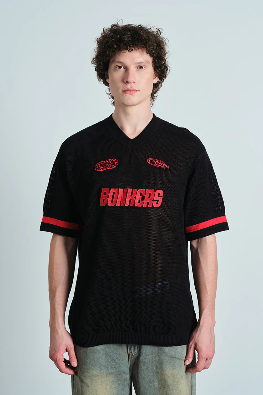 Retro Soccer Black Knit Jersey - Image 3
