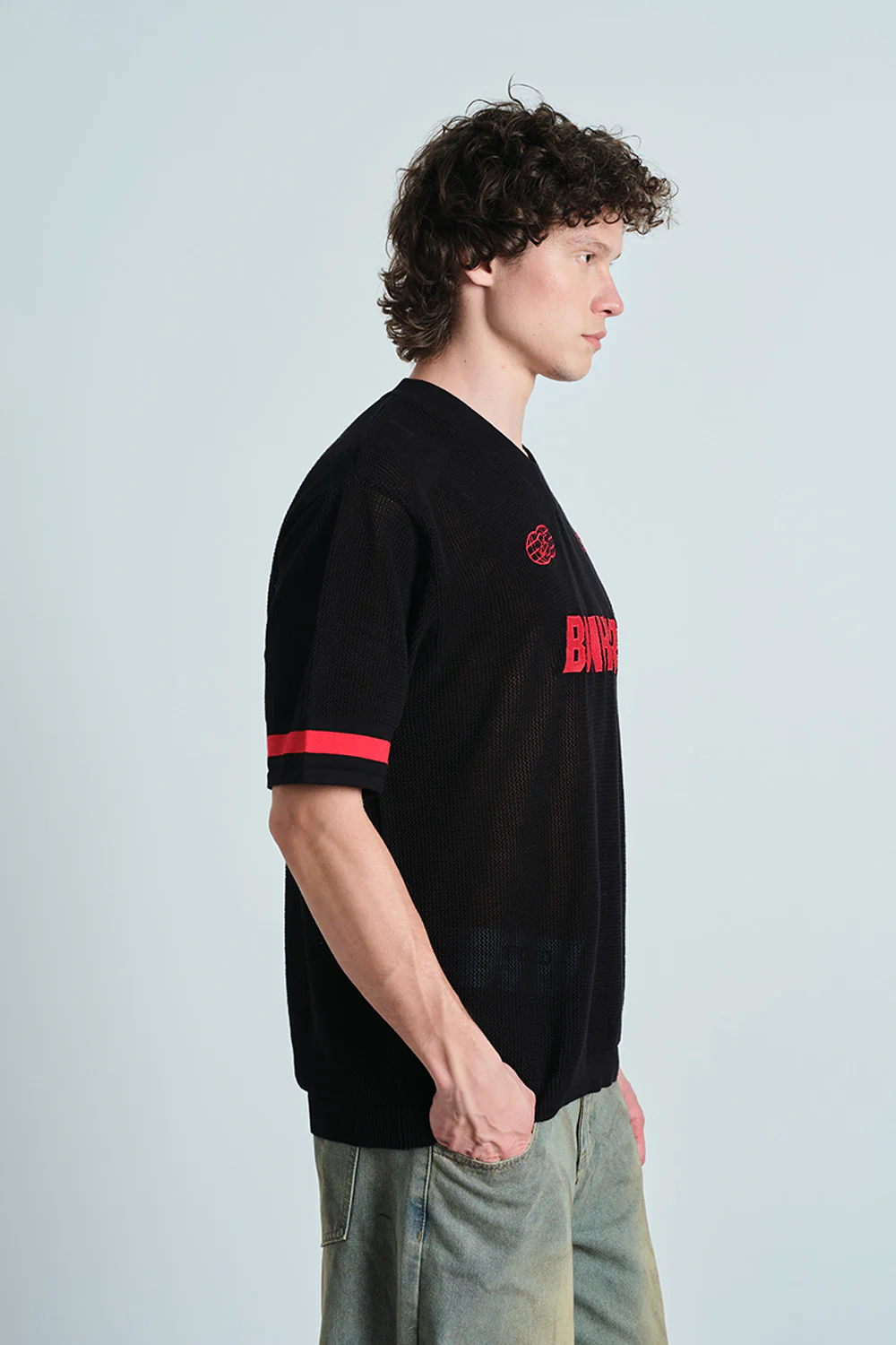 Retro Soccer Black Knit Jersey - Image 5