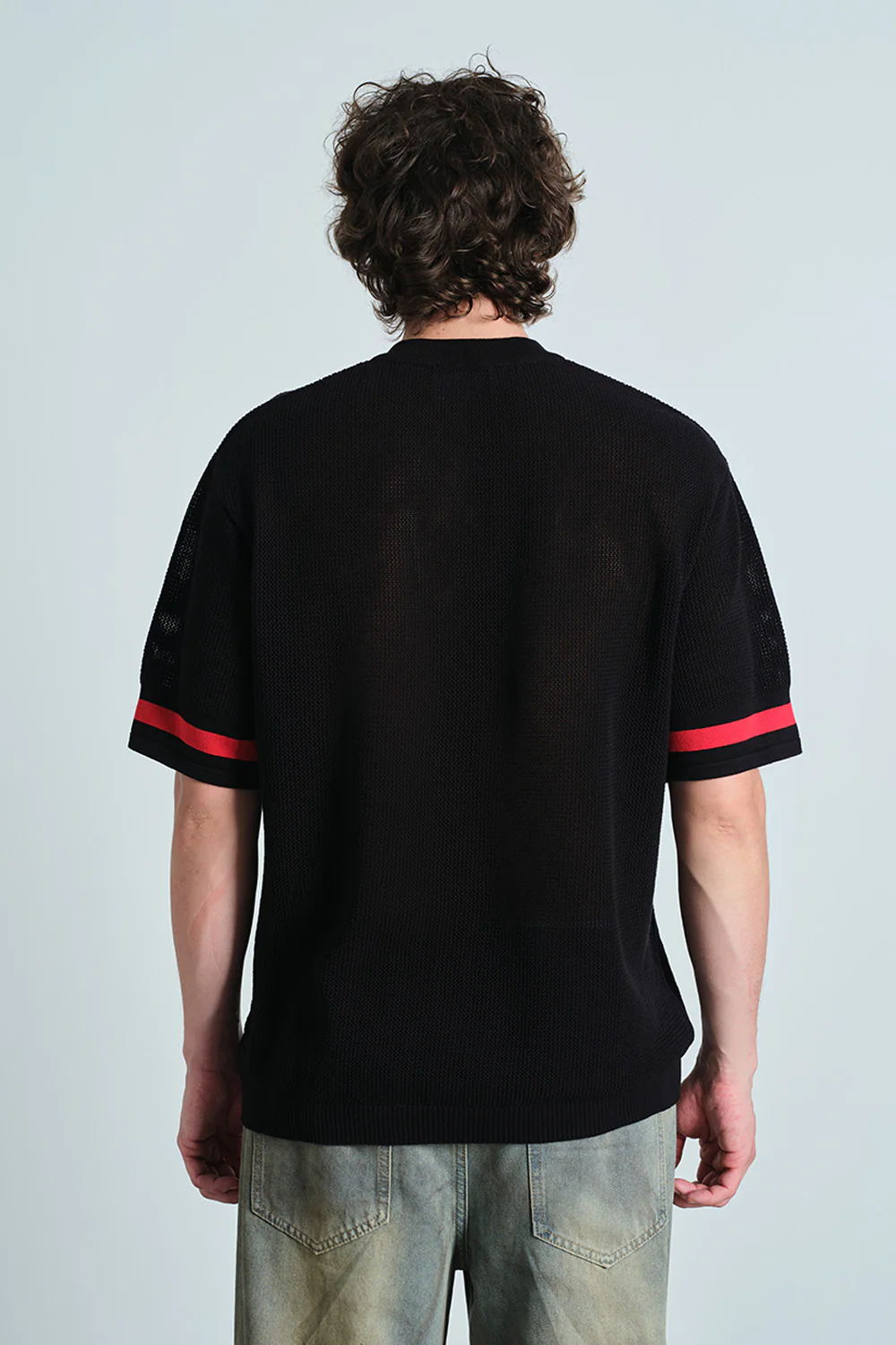 Retro Soccer Black Knit Jersey - Image 6