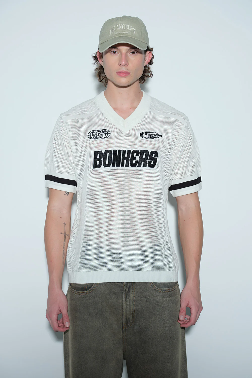 Retro Soccer White Knit Jersey - Image 3