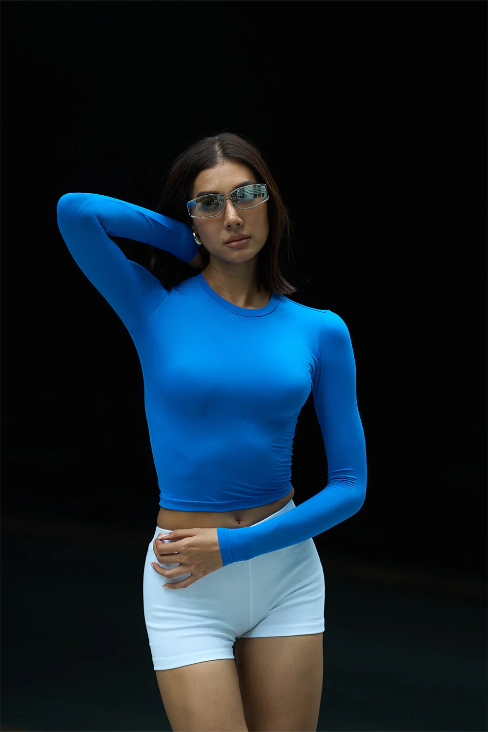 Royal Blue Full Sleeves Polyamide Top - Image 5