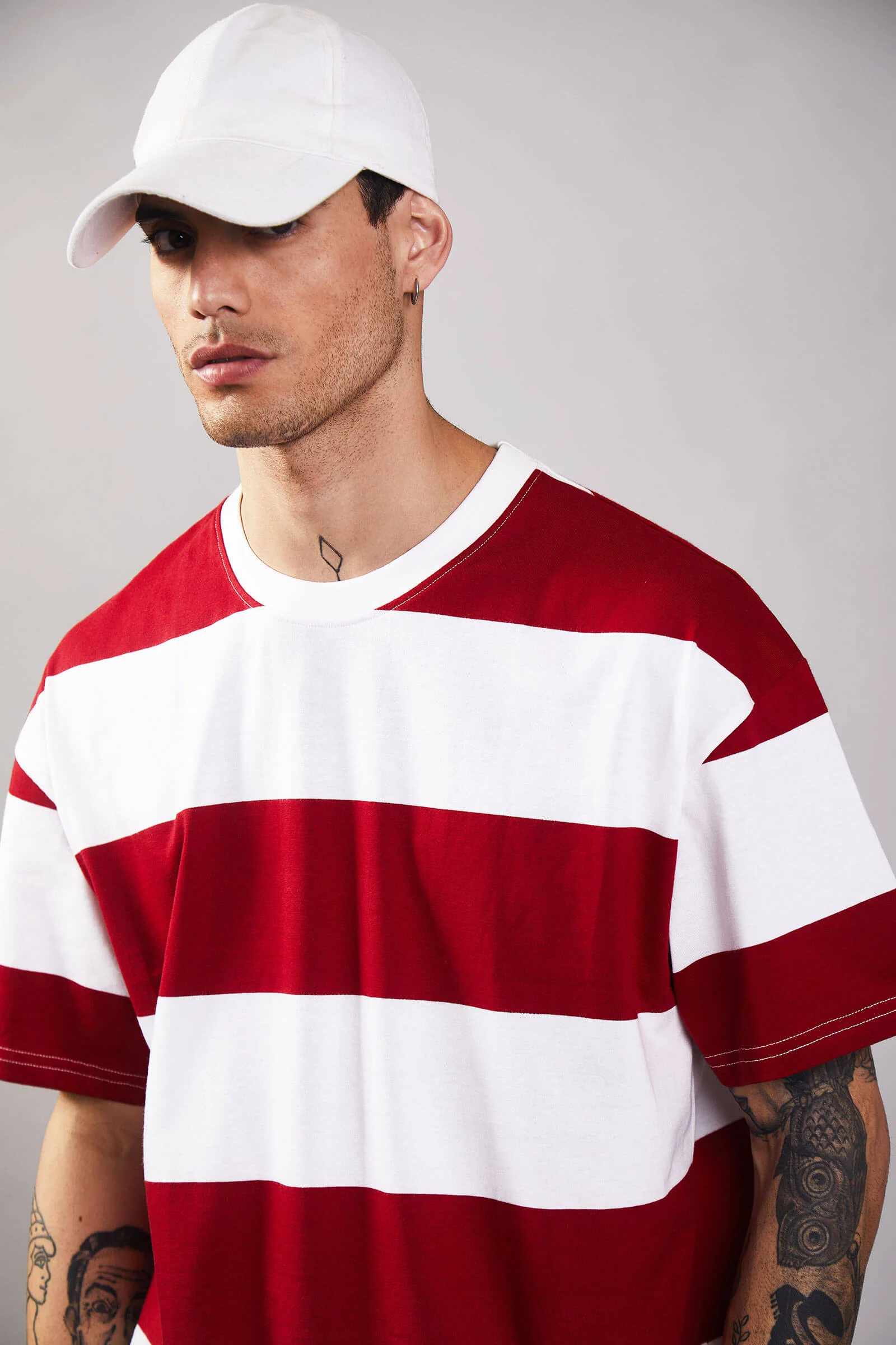 Ruby Stripes Heavyweight Oversized T-shirt - Image 4