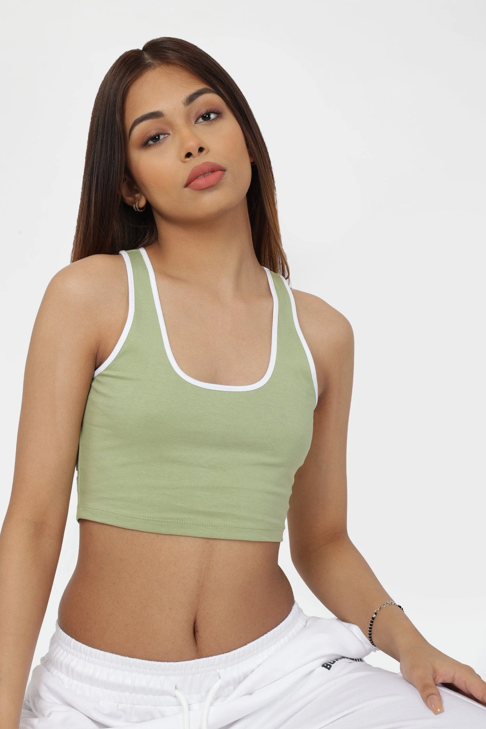 Sage Green Contrast Binding Tank - Image 3