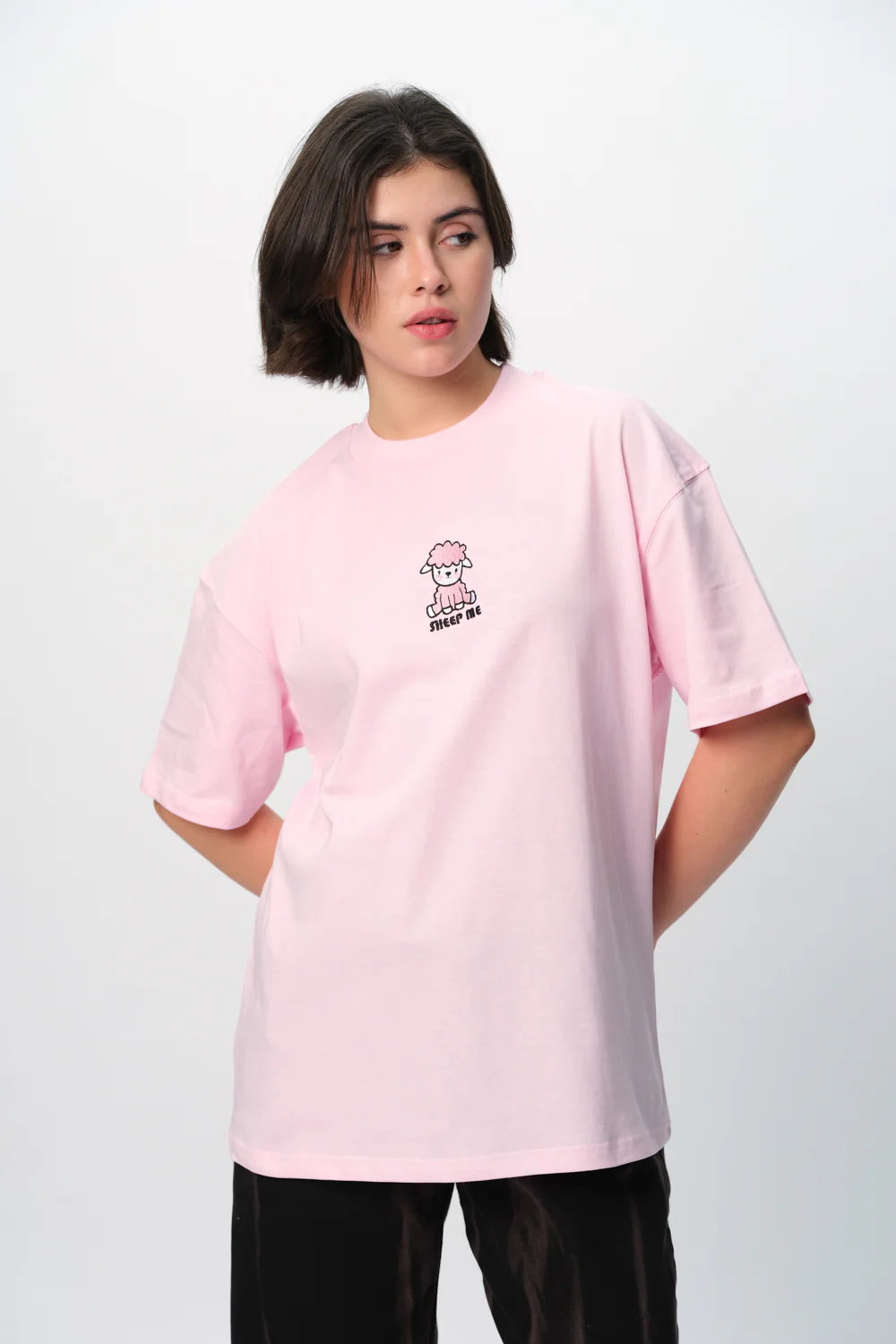 Sheep Me Embroidered Premium Oversized T-shirt - Image 2